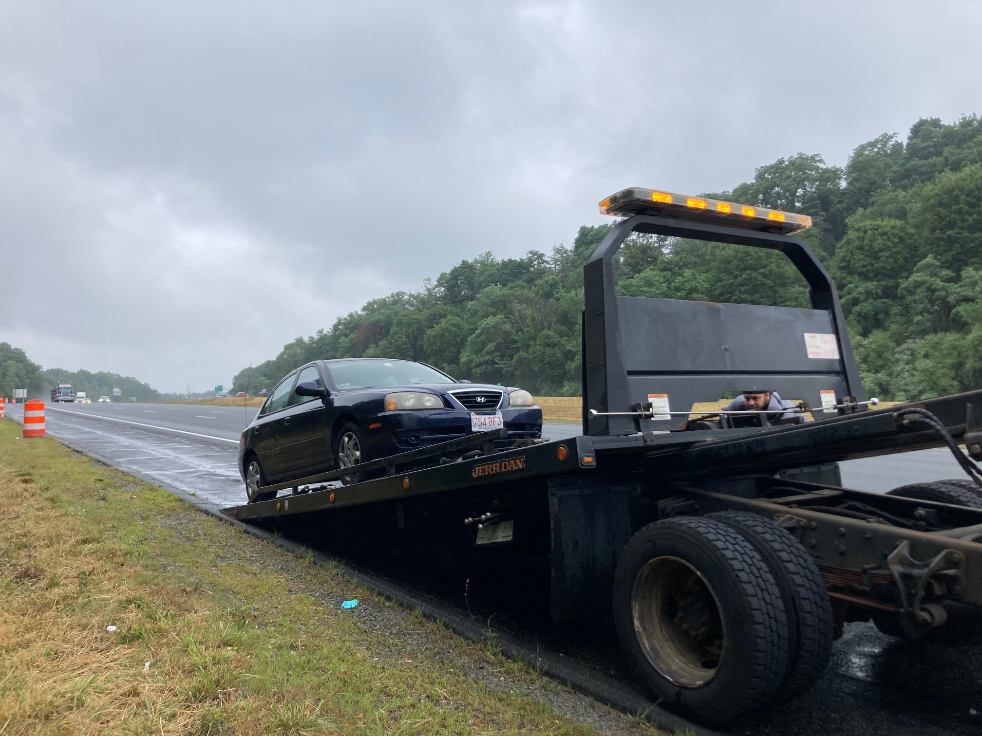 Car on tow truck
