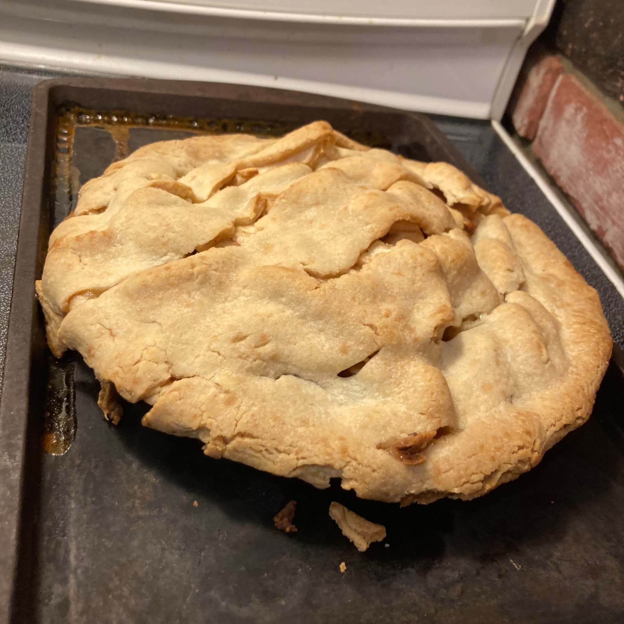 Pie on baking sheet