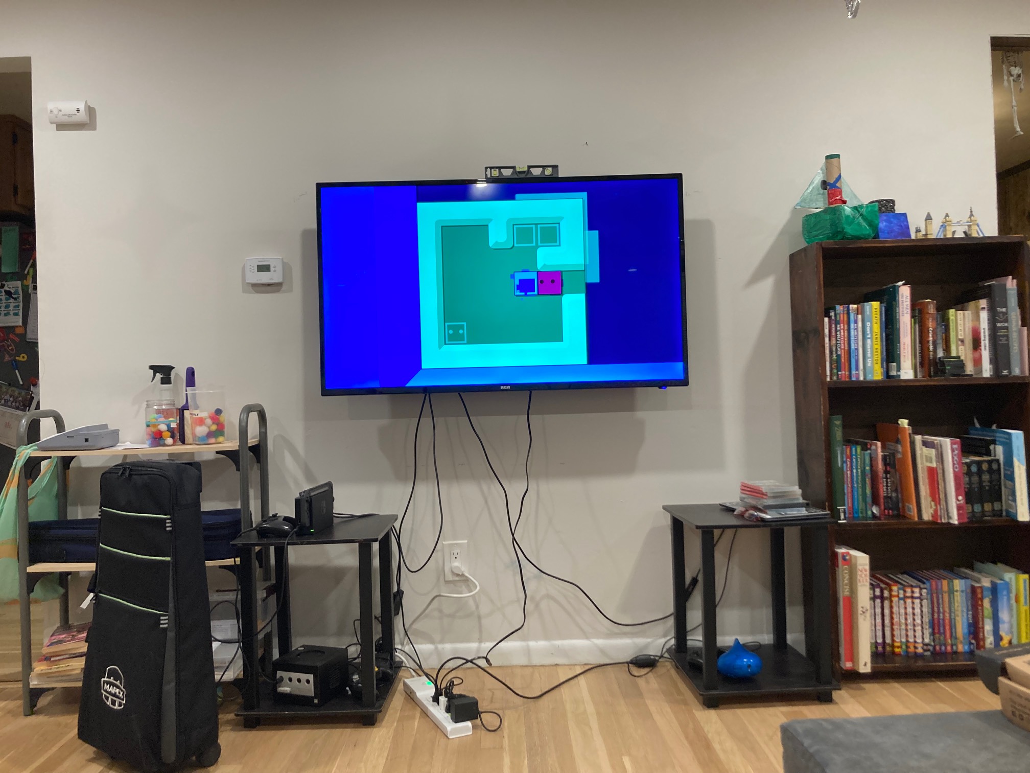 TV mounted. Now I just need to wall mount the Switch, Gamecube, and old computer.