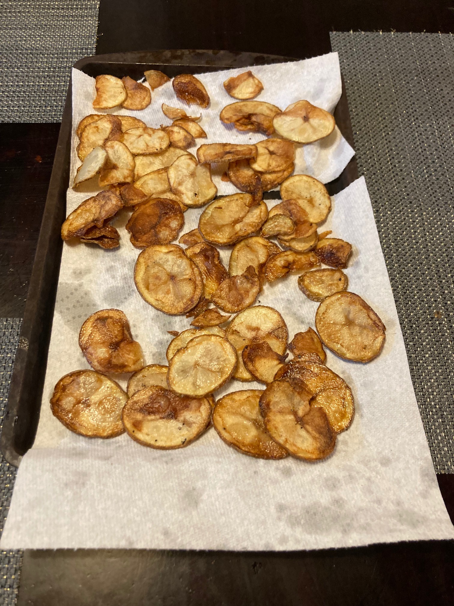 About a third of them turned out like actual chips. The rest of them were nice potato slices.