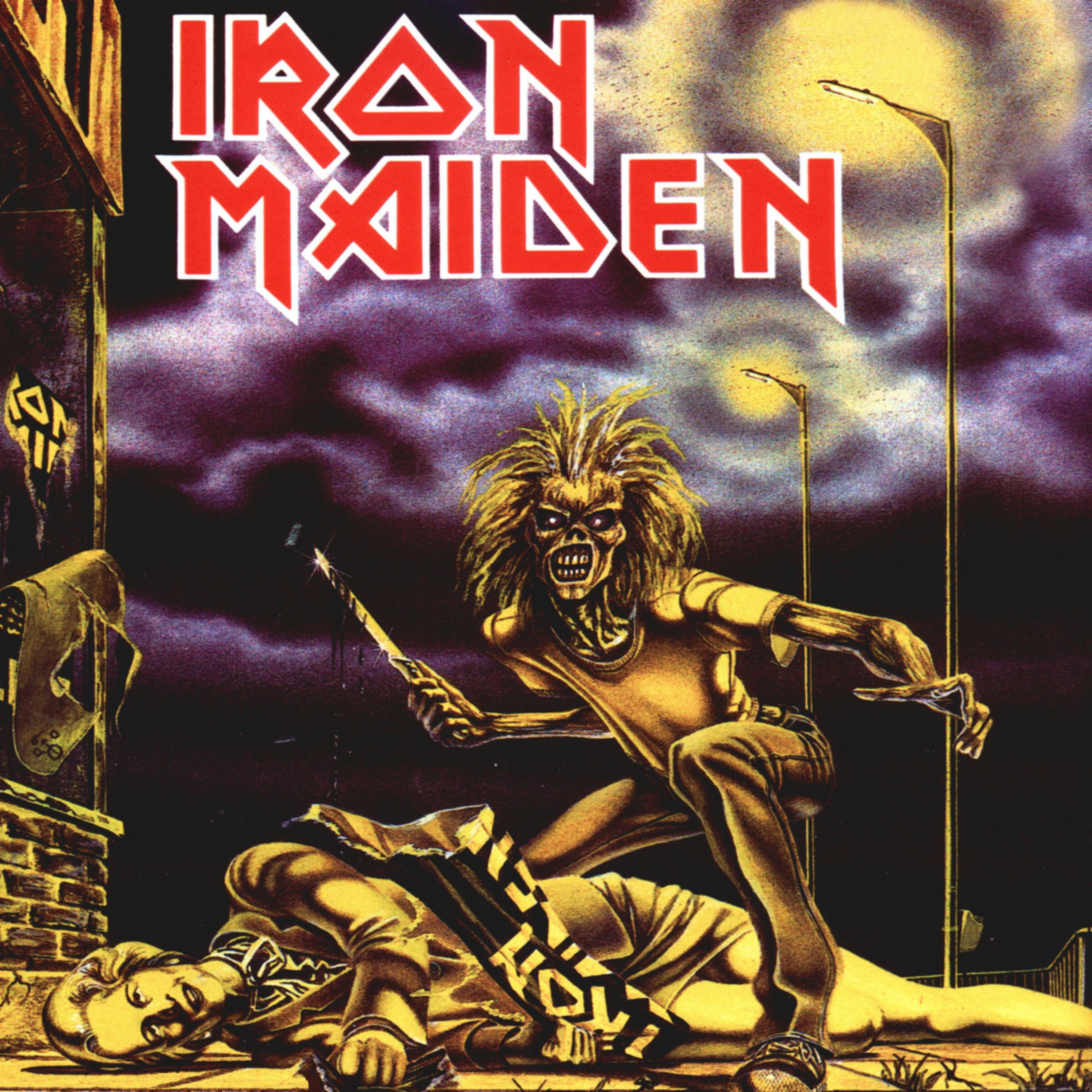 Iron Maiden album cover with Eddie having stabbed Margaret Thatcher