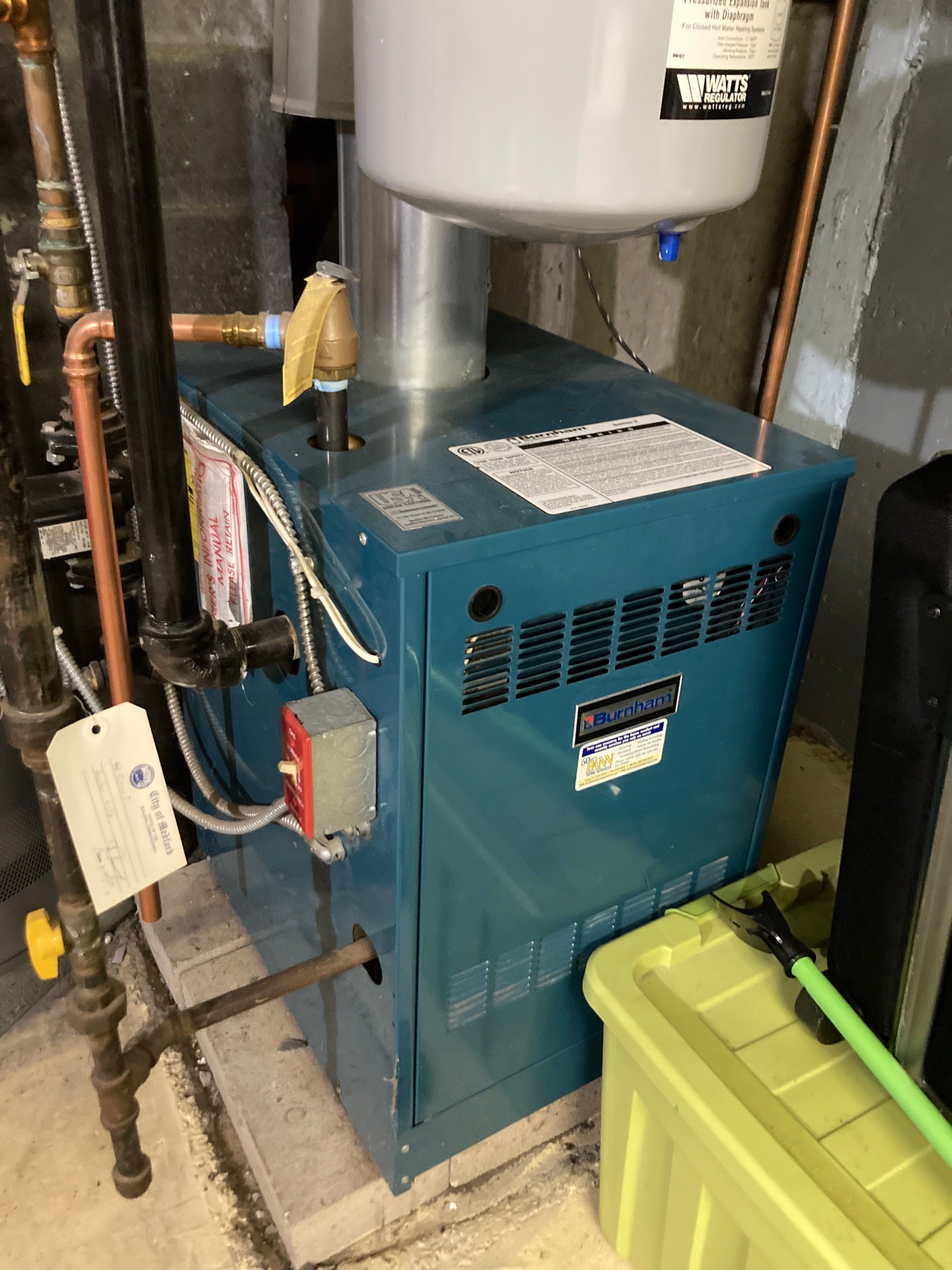 Boiler with pipe coming out 