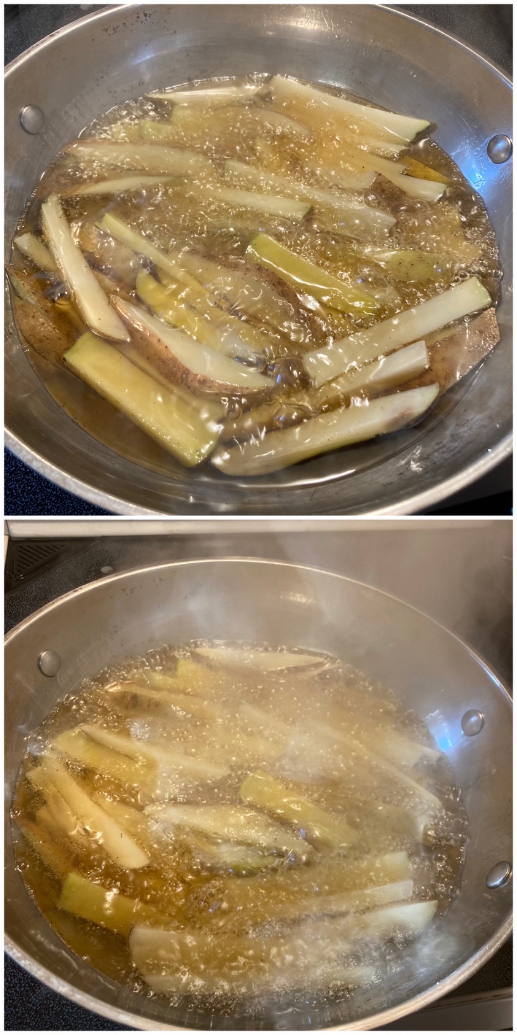 I thought I had overstuffed the wok, but after about 30 seconds, a bunch of potato water boiled out,