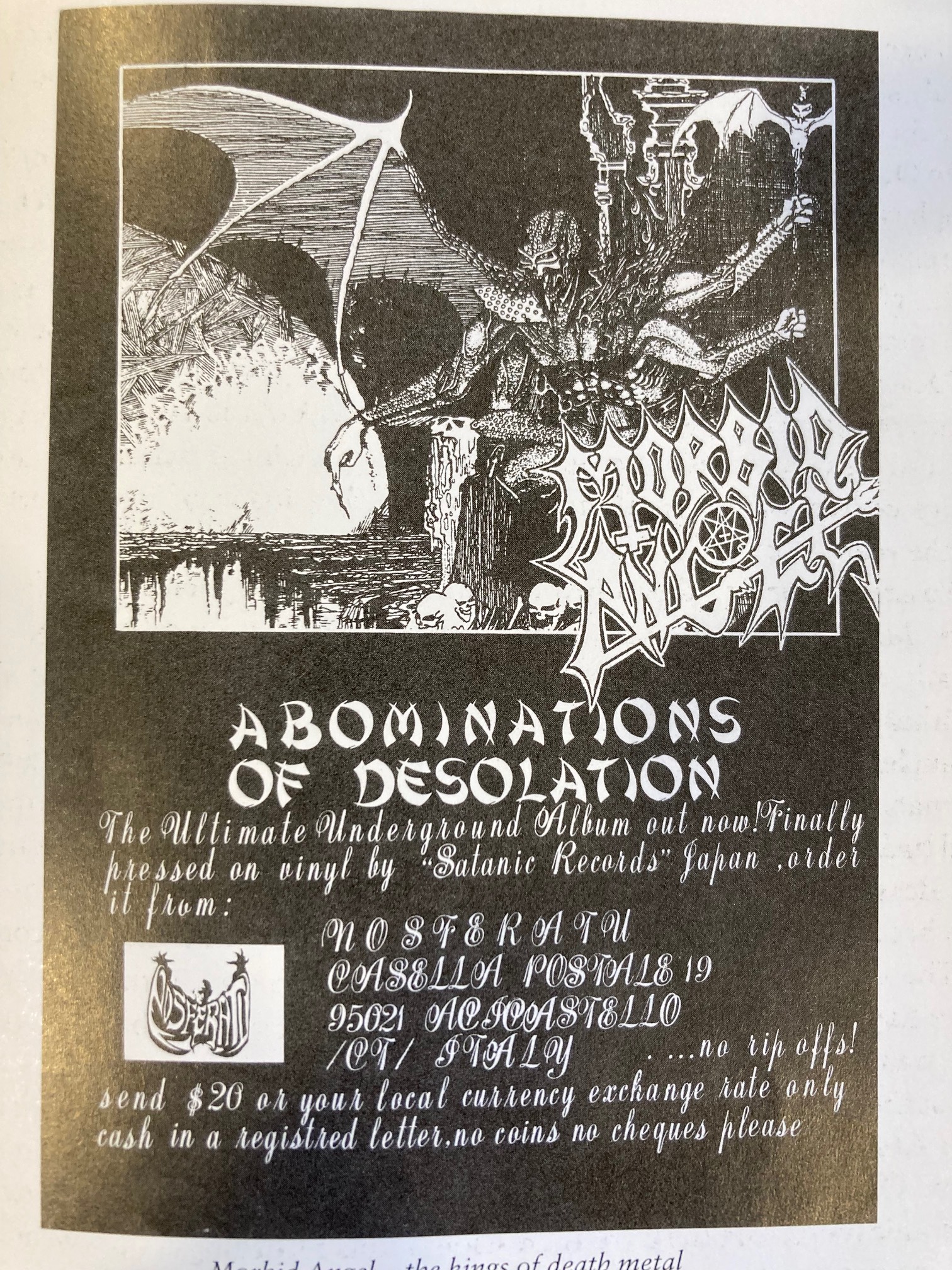 Morbid Angel record release flyer