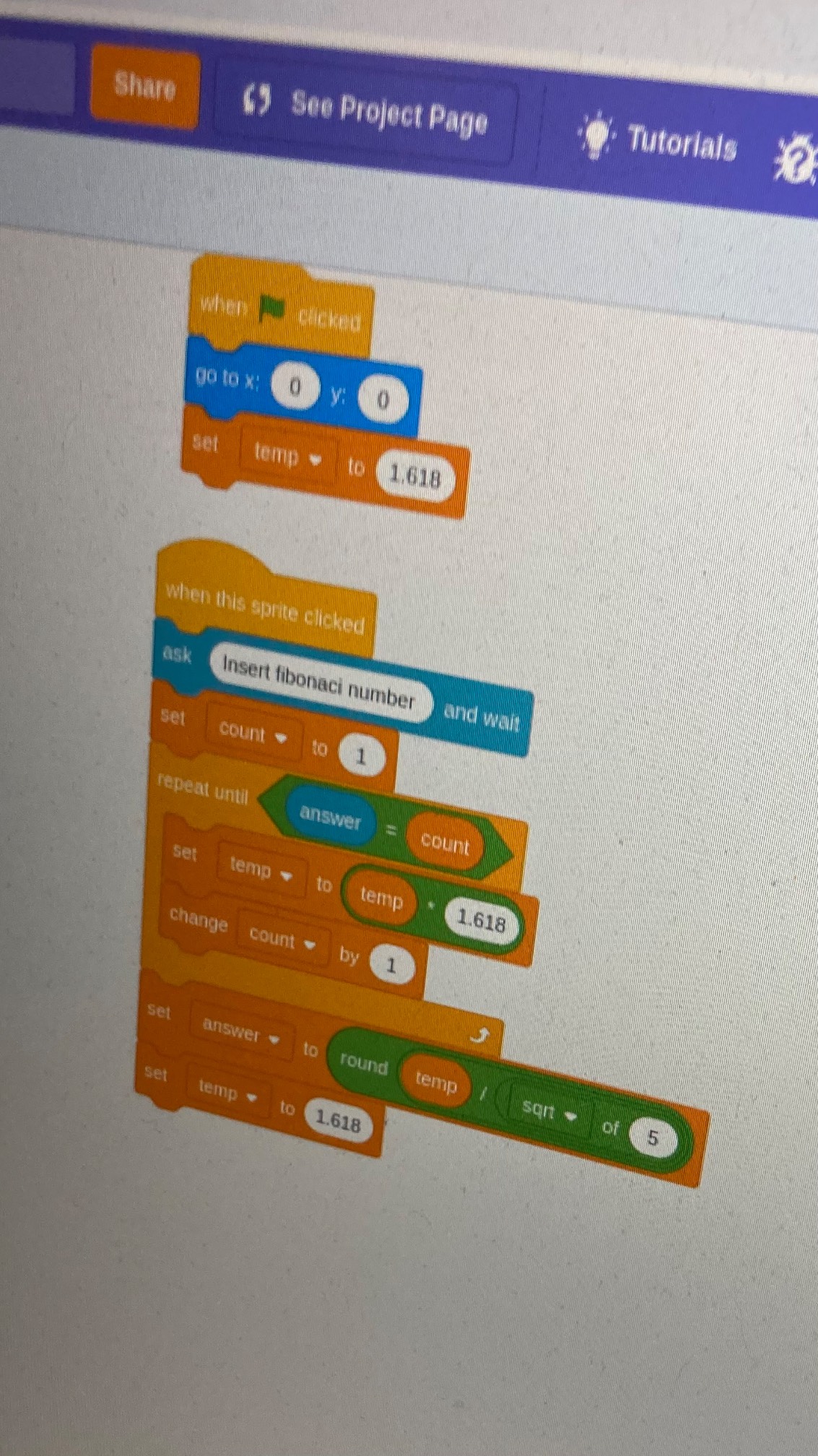 Scratch code block
