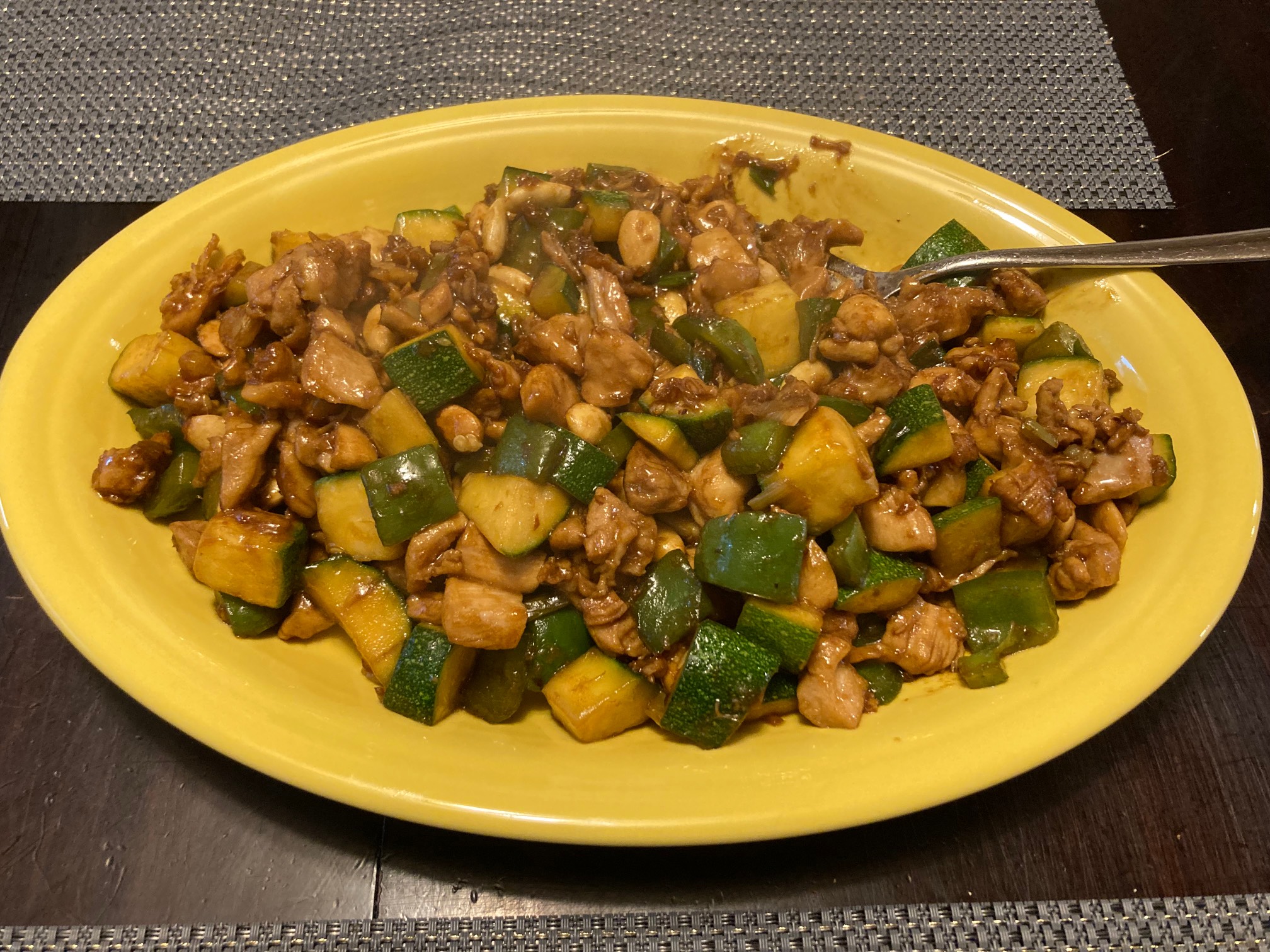 Kung app chicken with almonds. Do peanuts matter? We’ll find out!