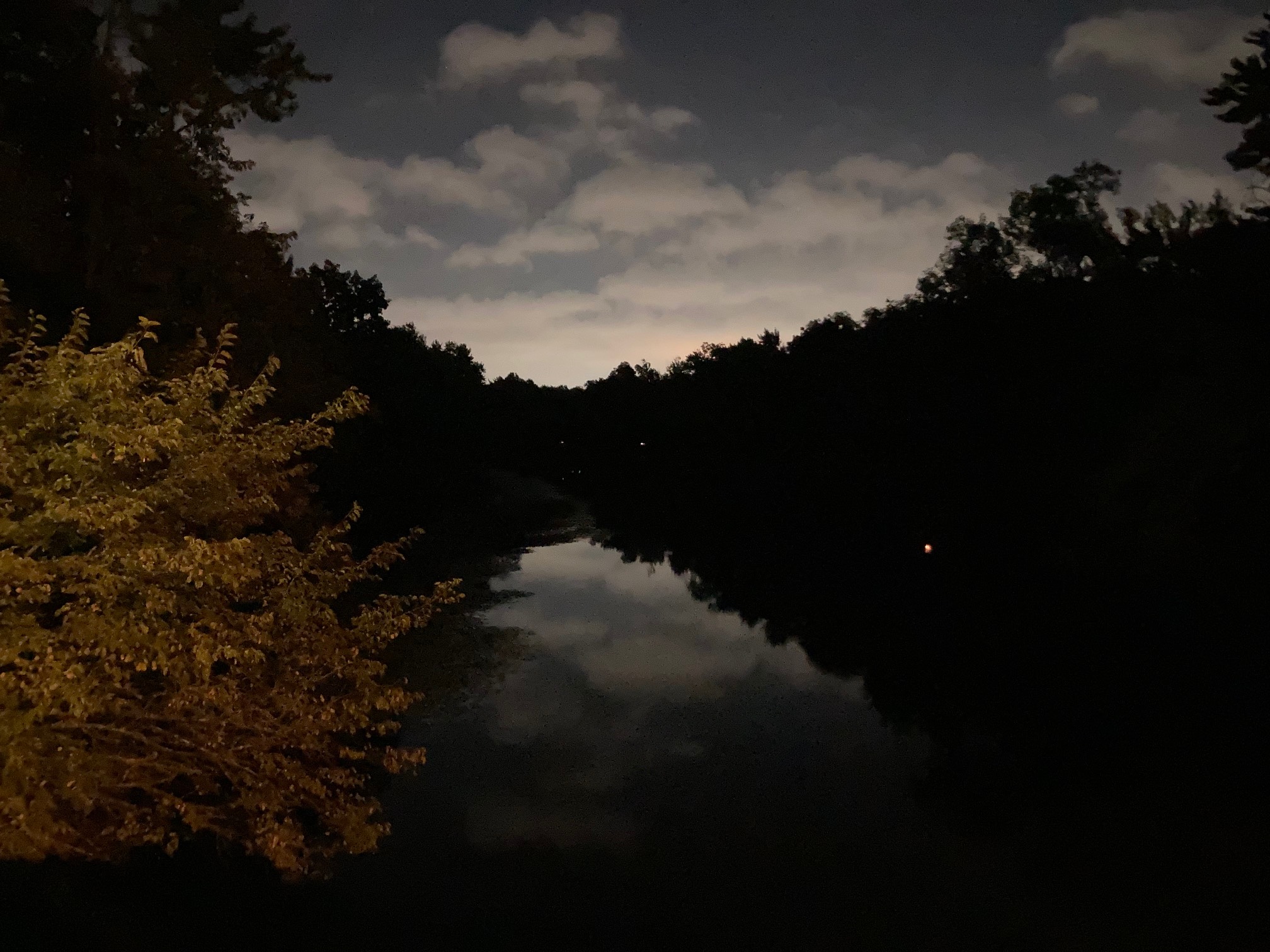 River with glowy sky 