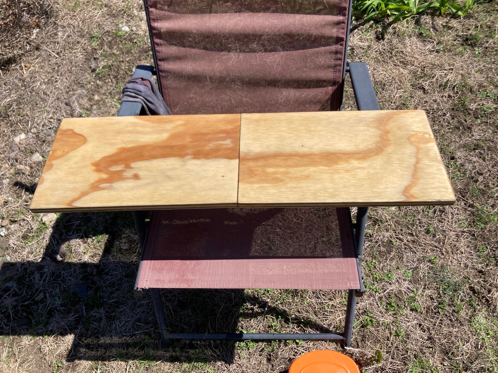 Slightly darker wood on chair
