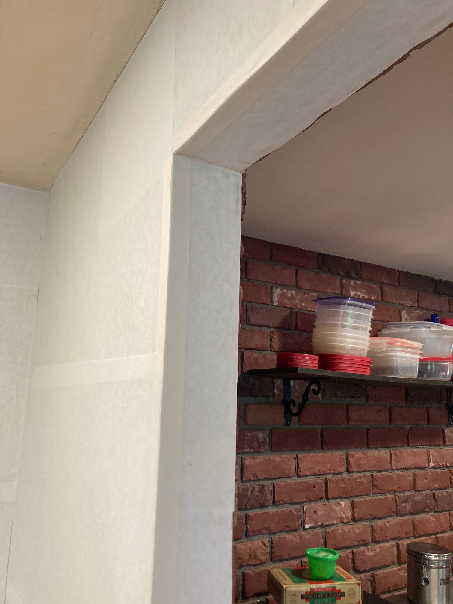 Wall corner covered in paper