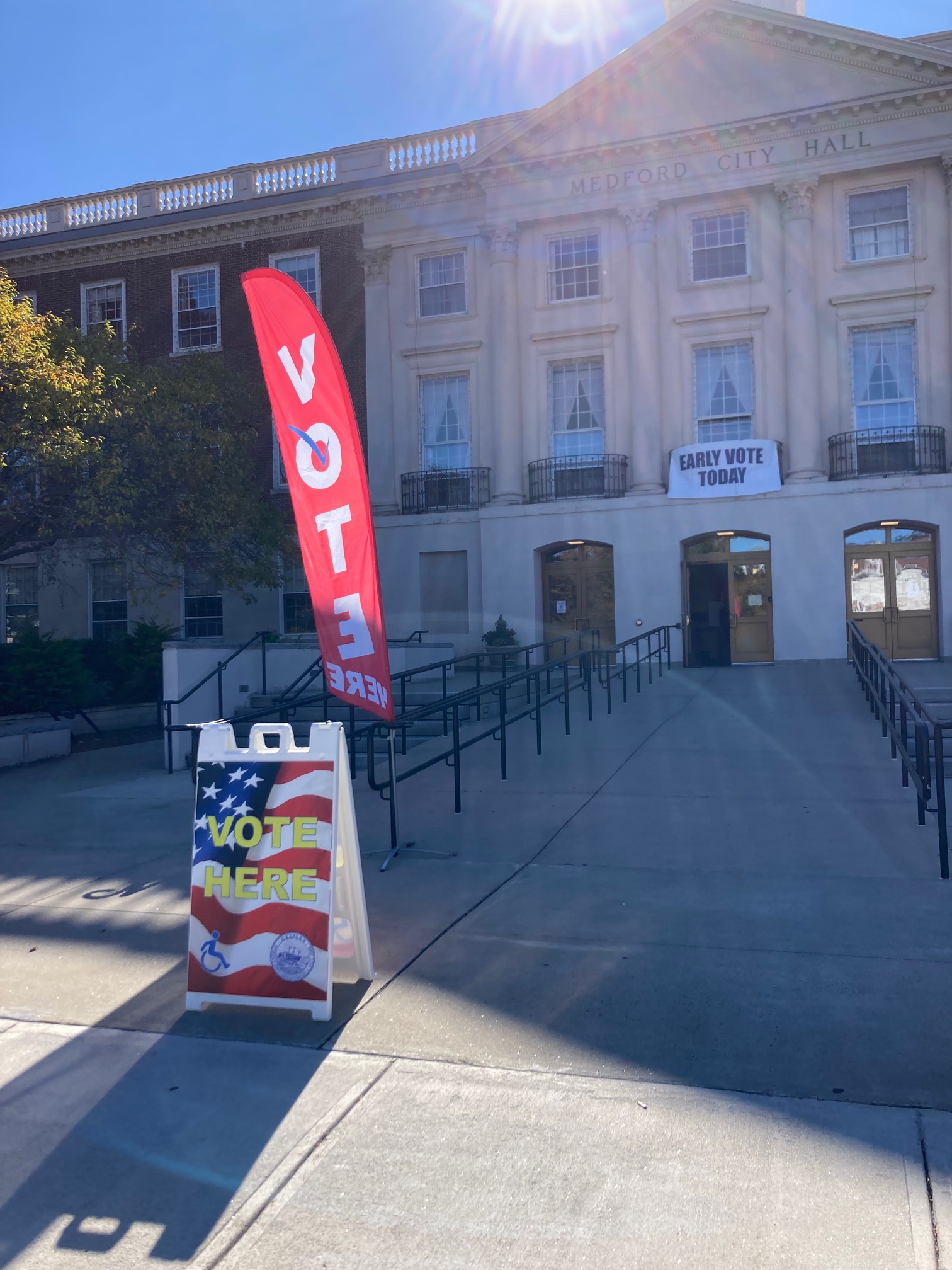 Plenty of voting signage at City Hall