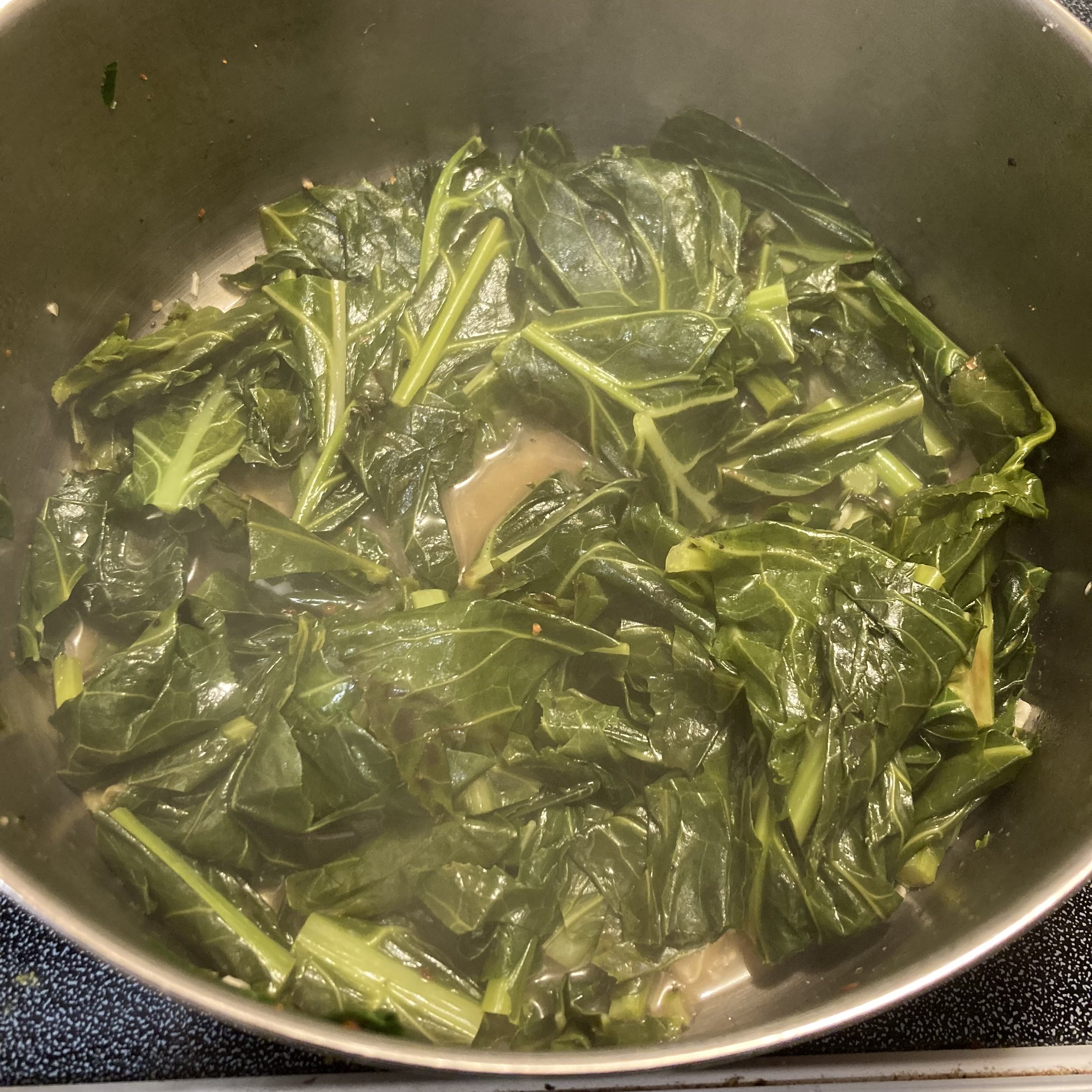 Collard greens in pot
