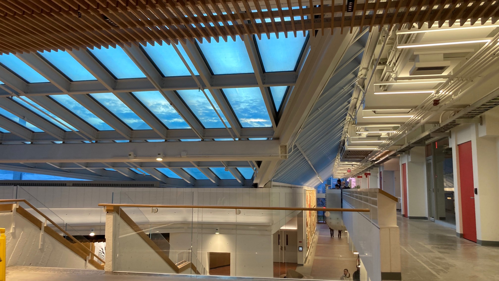 Building interior with skylight