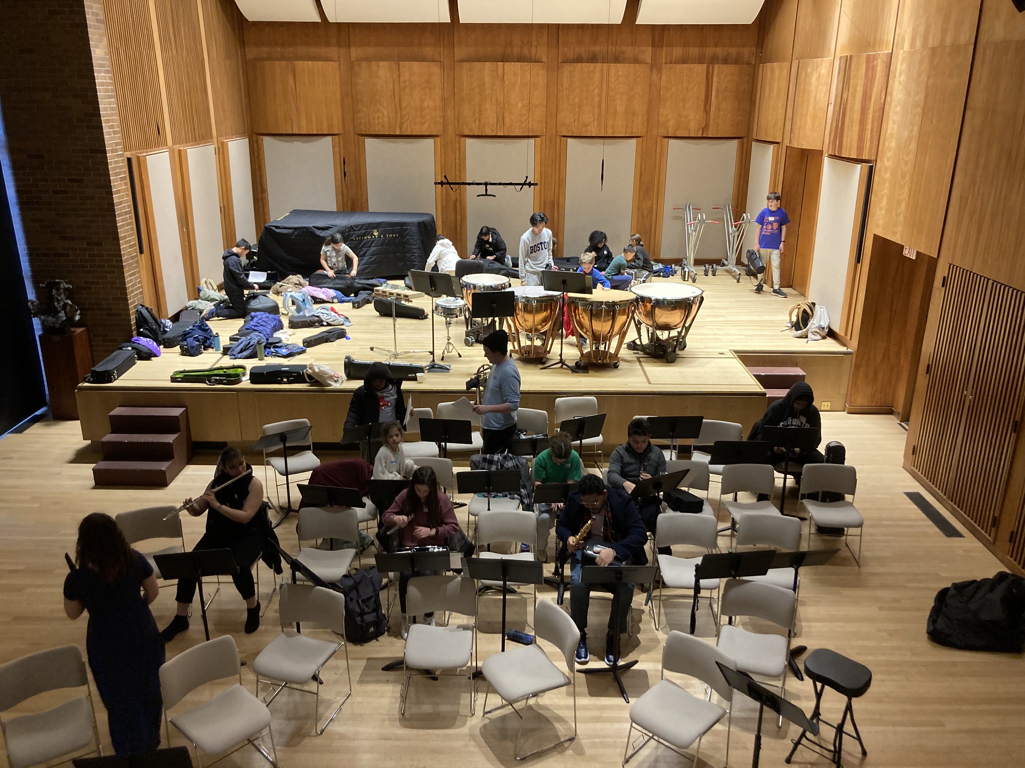 Orchestra packing up instruments