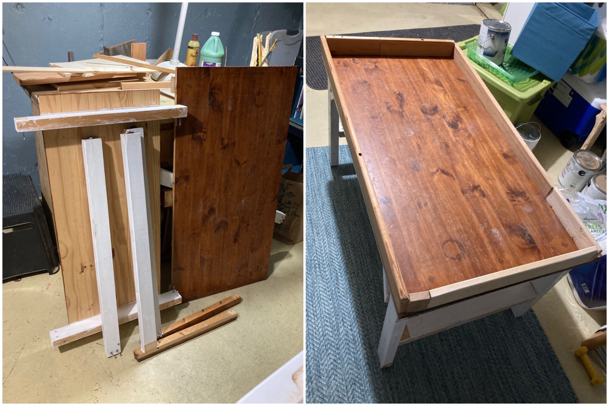 Finished the kitchen island to Lego table conversion. Sawing and attaching the stabilizer bars took 