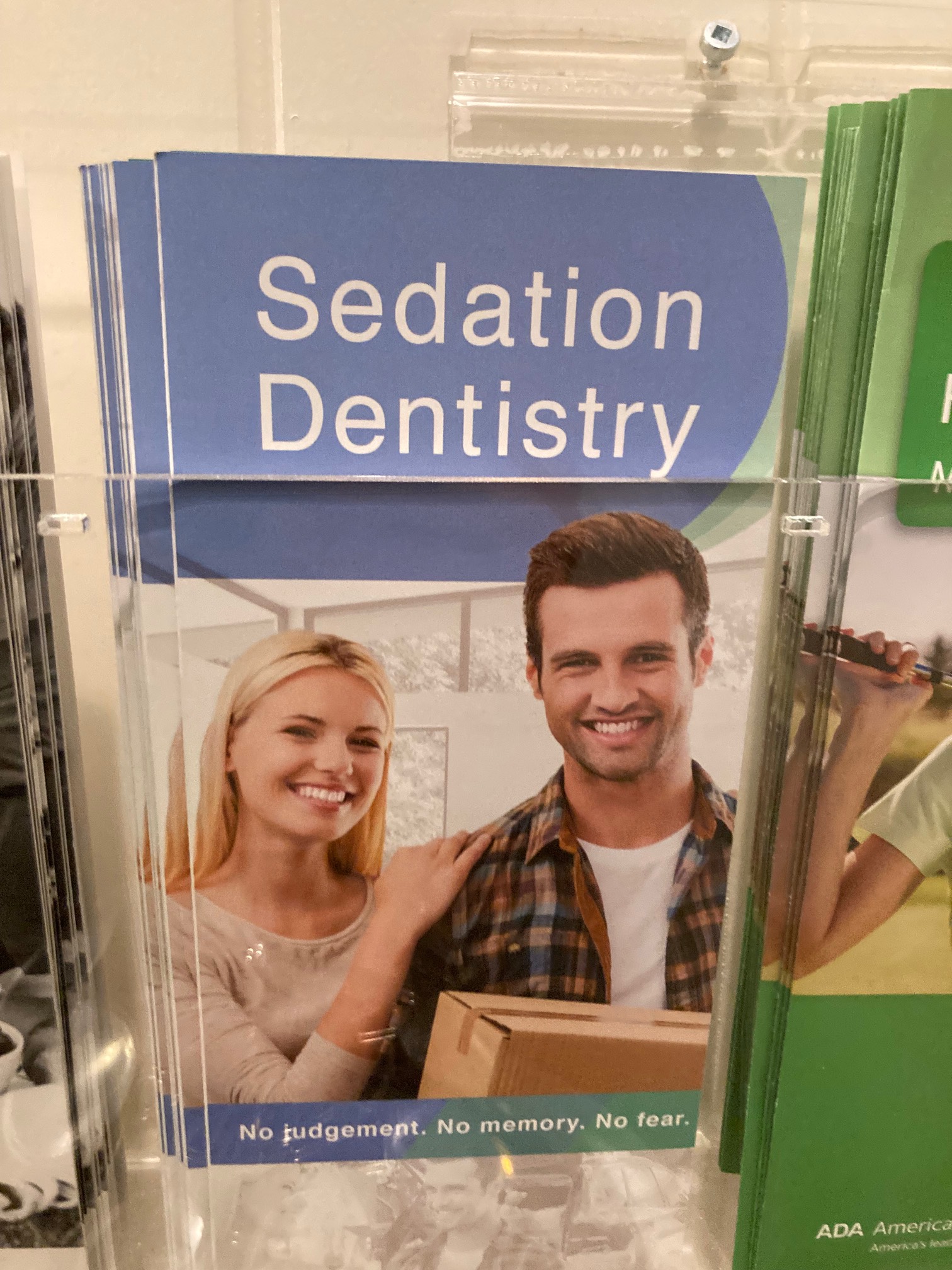 A pamphlet cover titled Sedation Dentistry