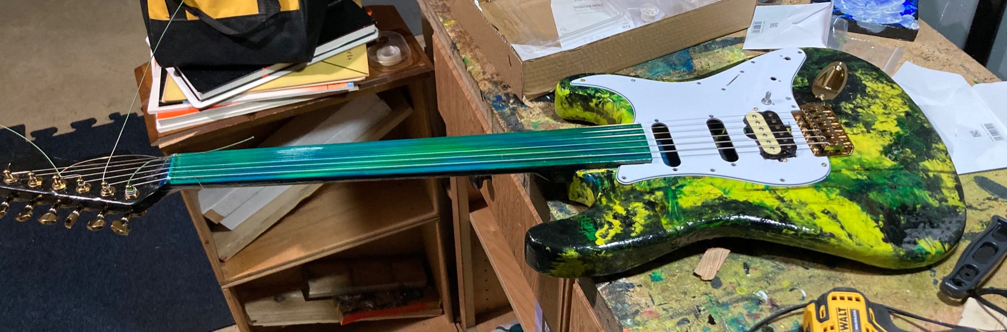 I was up until 2 last night getting the guitar together. It got very fiddly. The pickup’s live and g