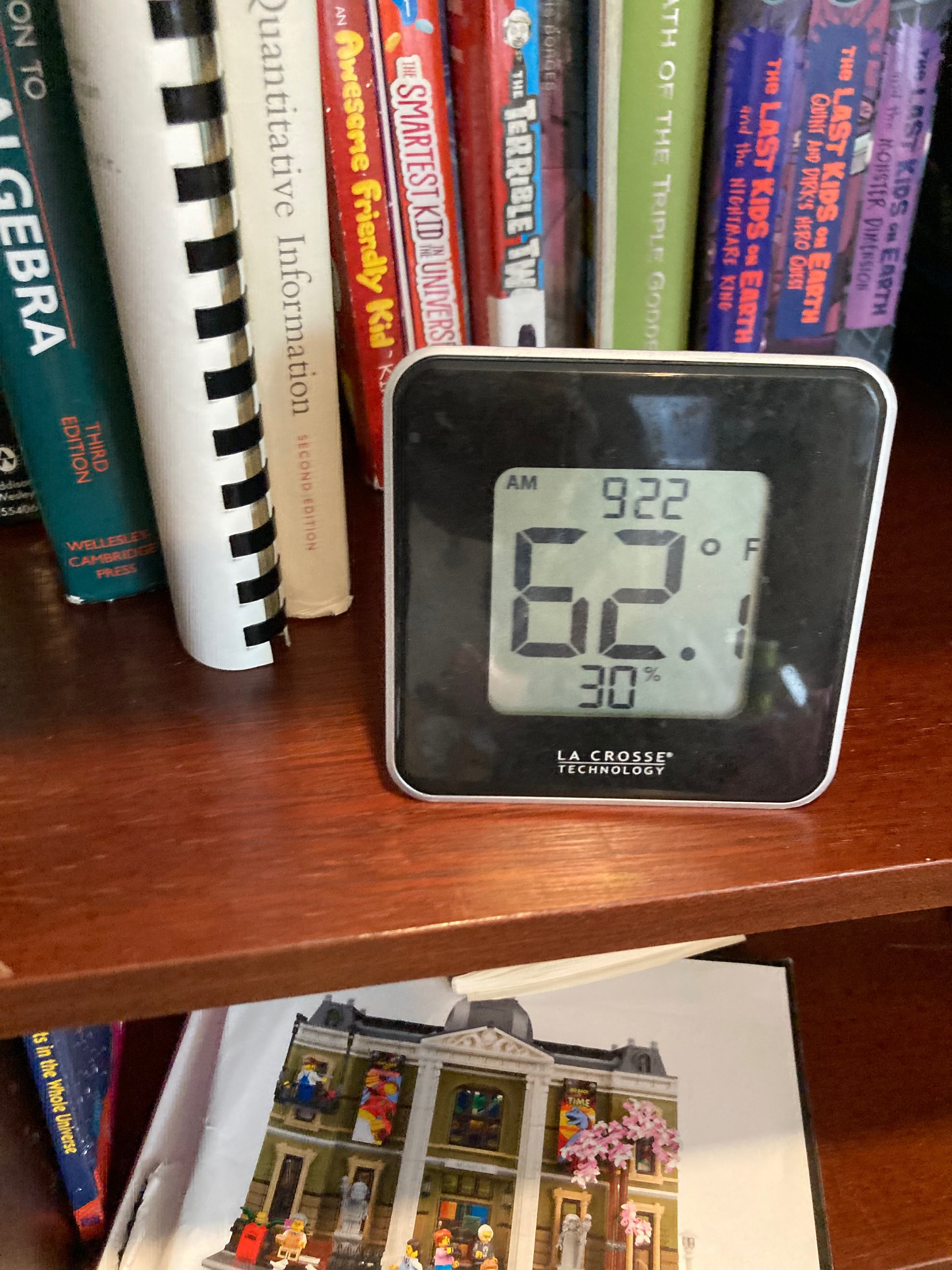 Thermometer reading 62°F