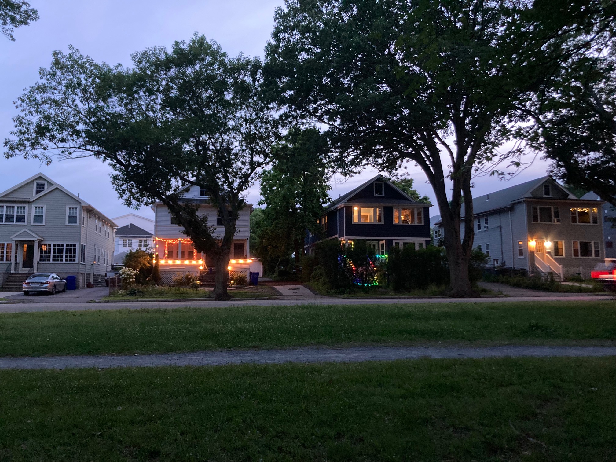 Houses with colorful lights