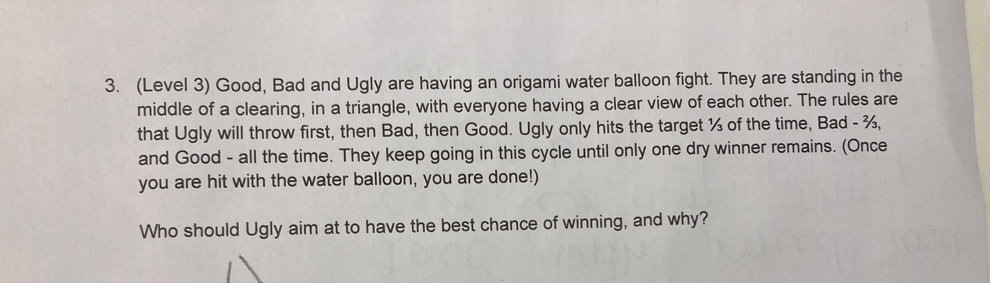 “Water balloon math problem