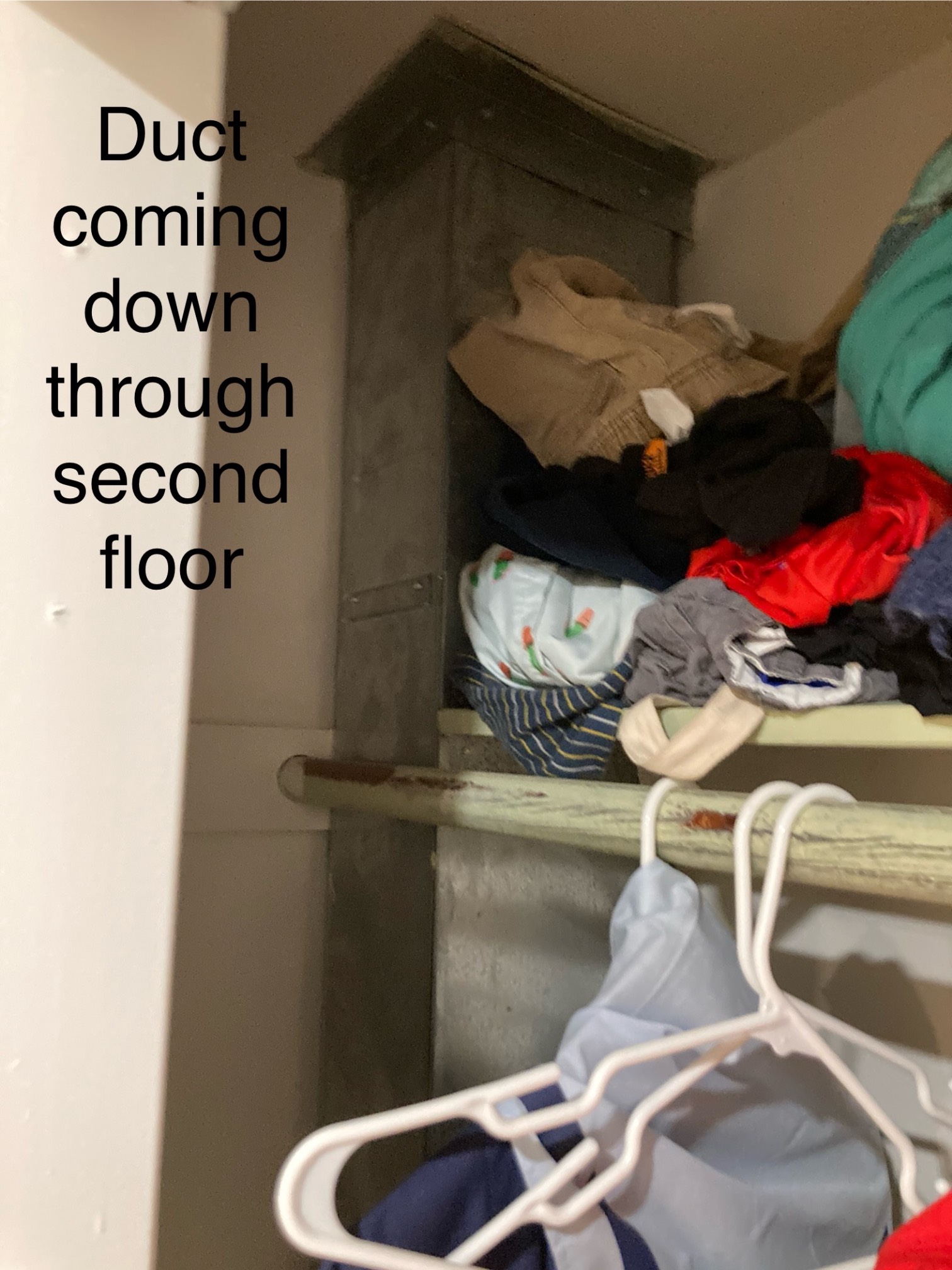 Closet with AC duct coming through it