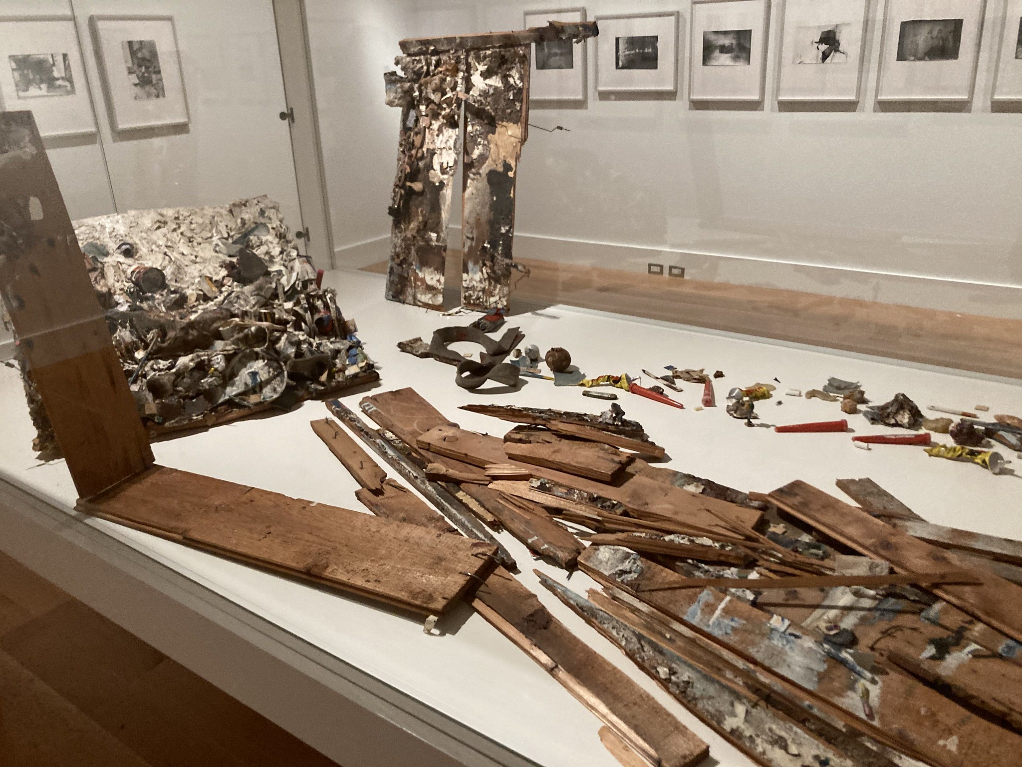 Wood and debris in a museum case