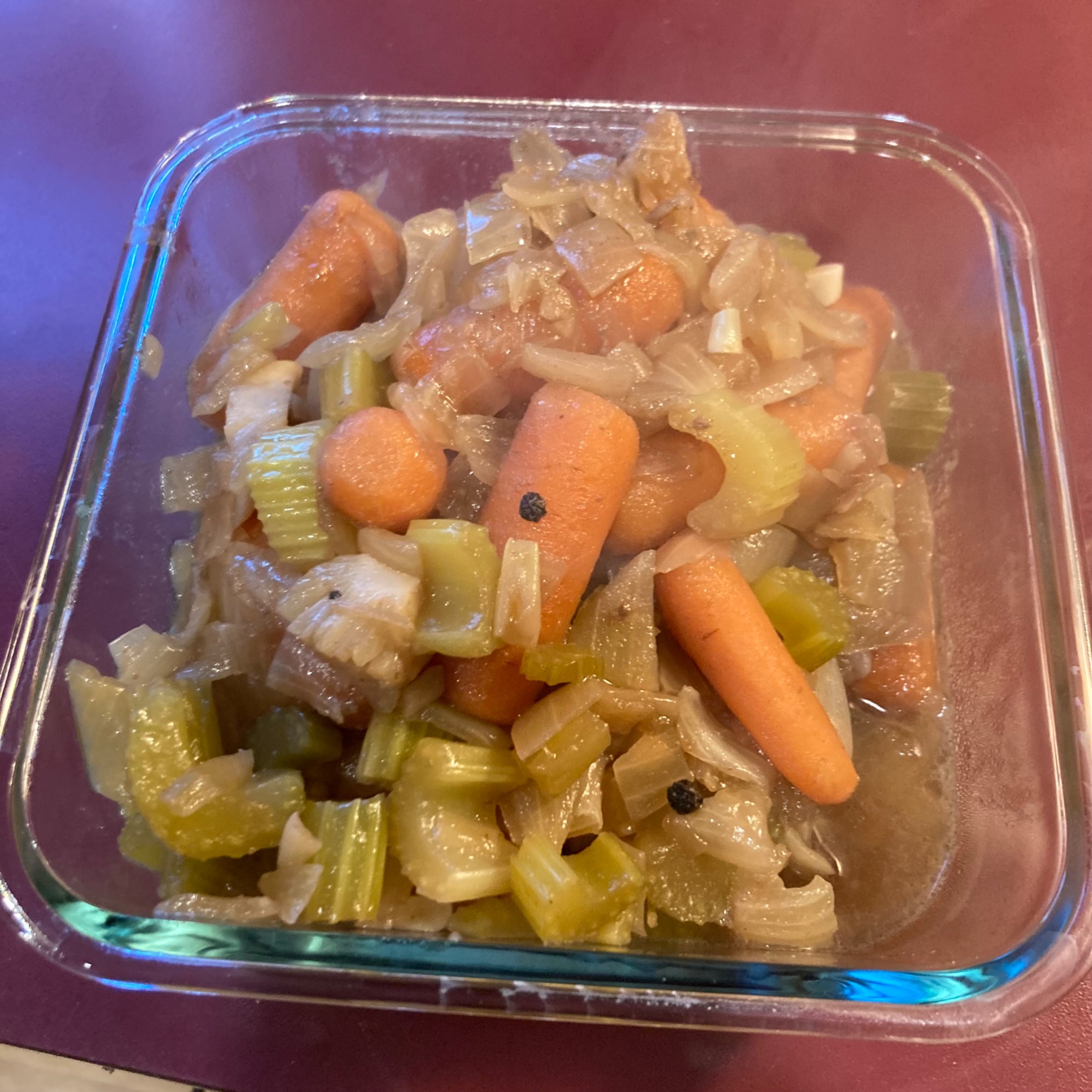 Strewed onions, carrots, and celery