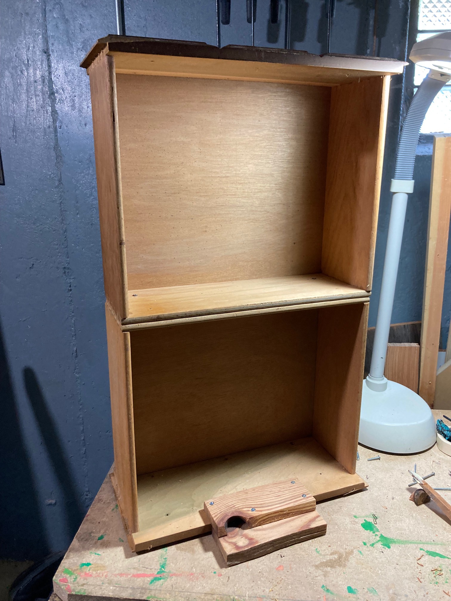 We still have these drawers from a free end table we didn’t like, so I made myself the World’s Worst