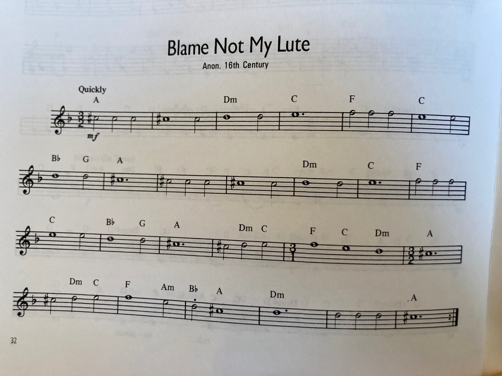 Sheet music for Blame Not My Lute