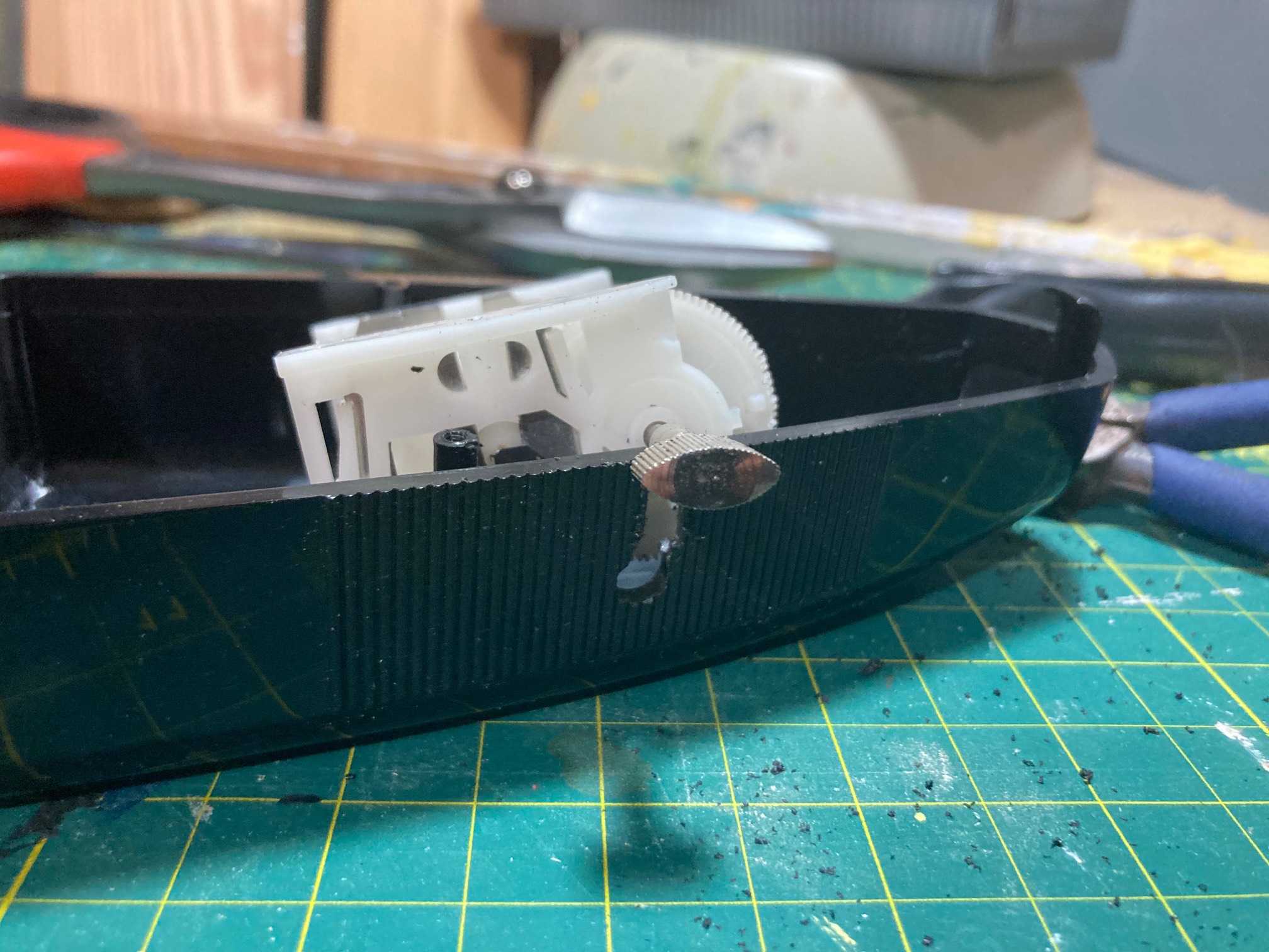 Metronome case with slot cut into it