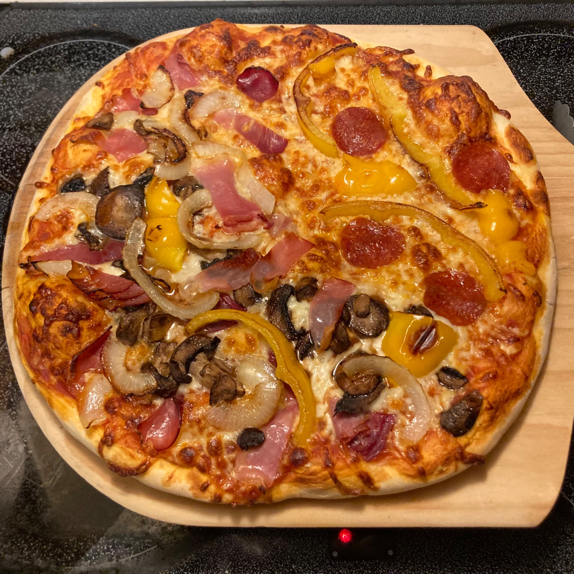 I almost got the pizza into a circle this time.