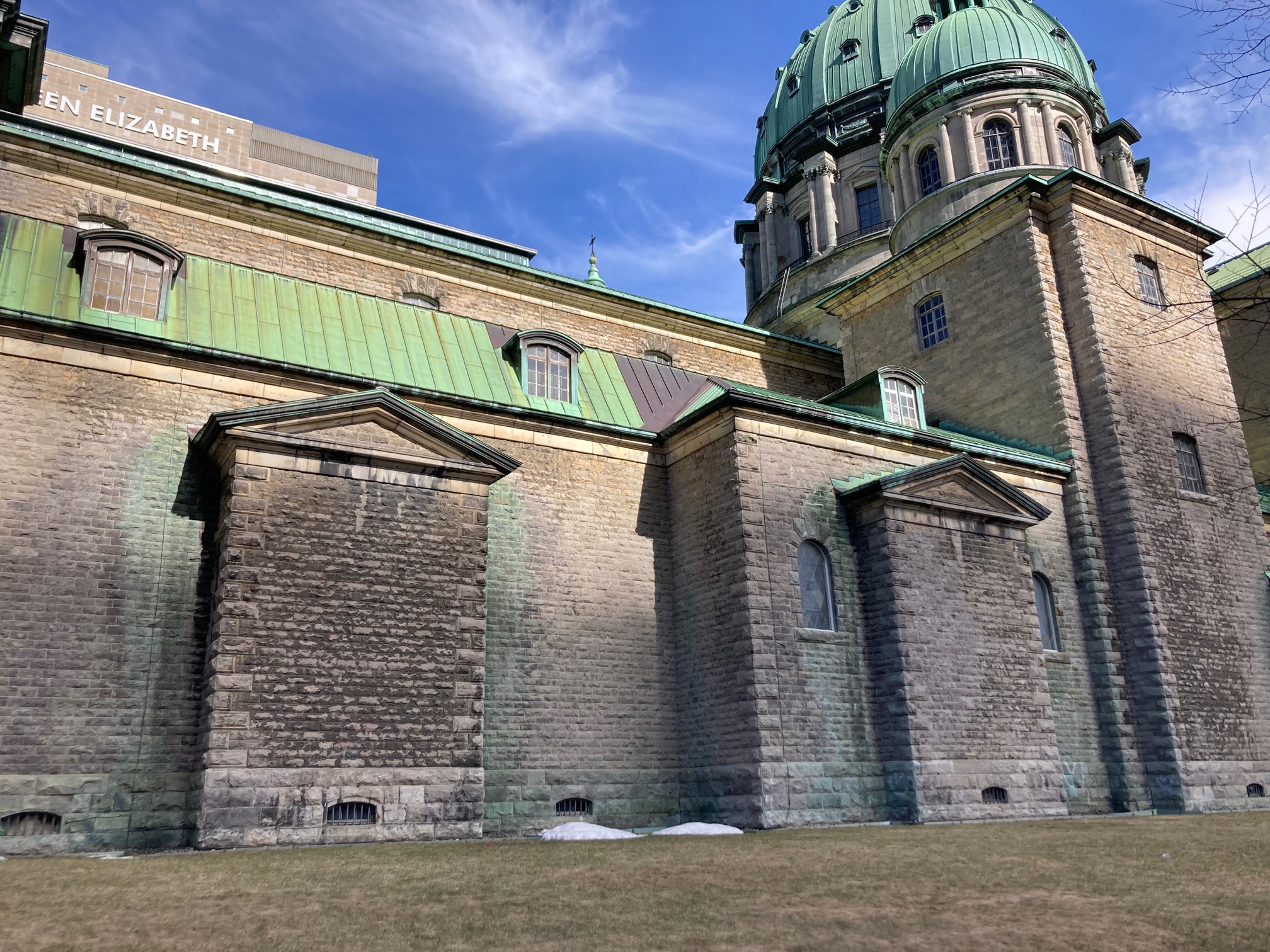 Church with copper stains