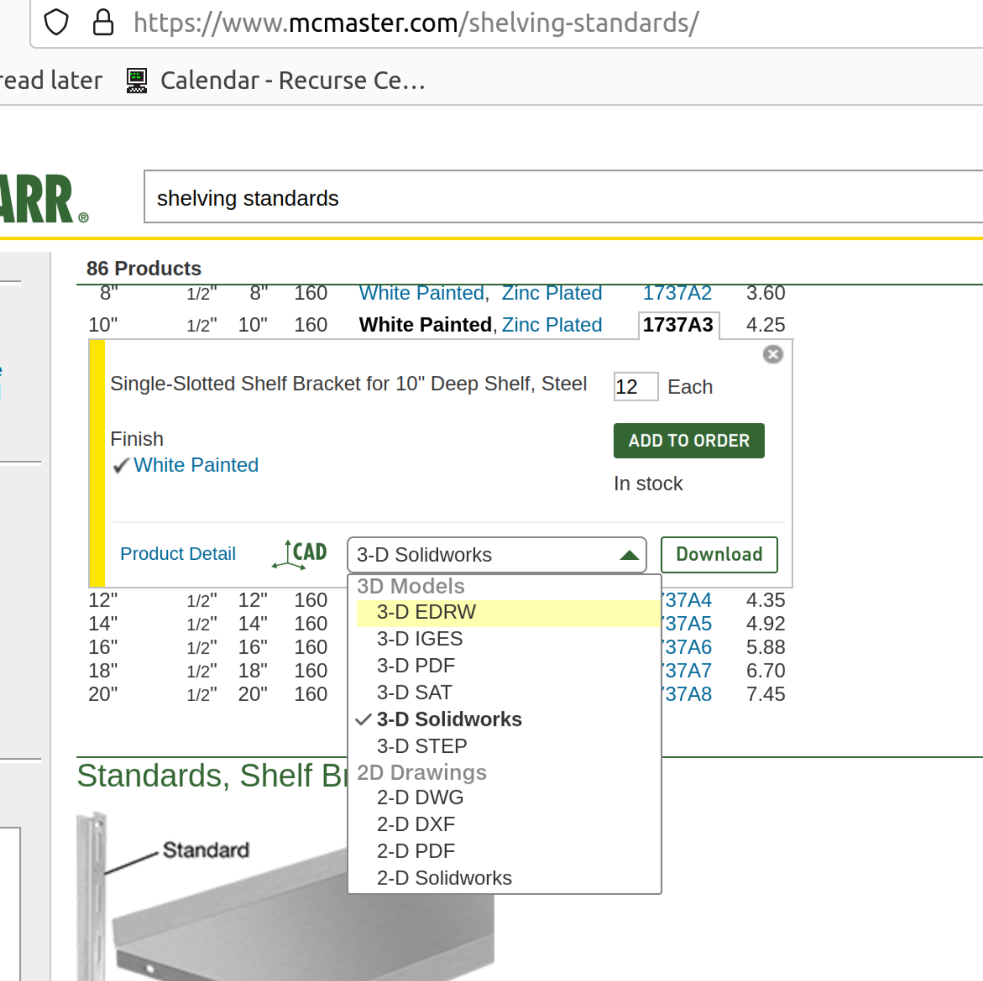 Some places will provide 3D models of shelf brackets so that you can throw it into your 3D model of 