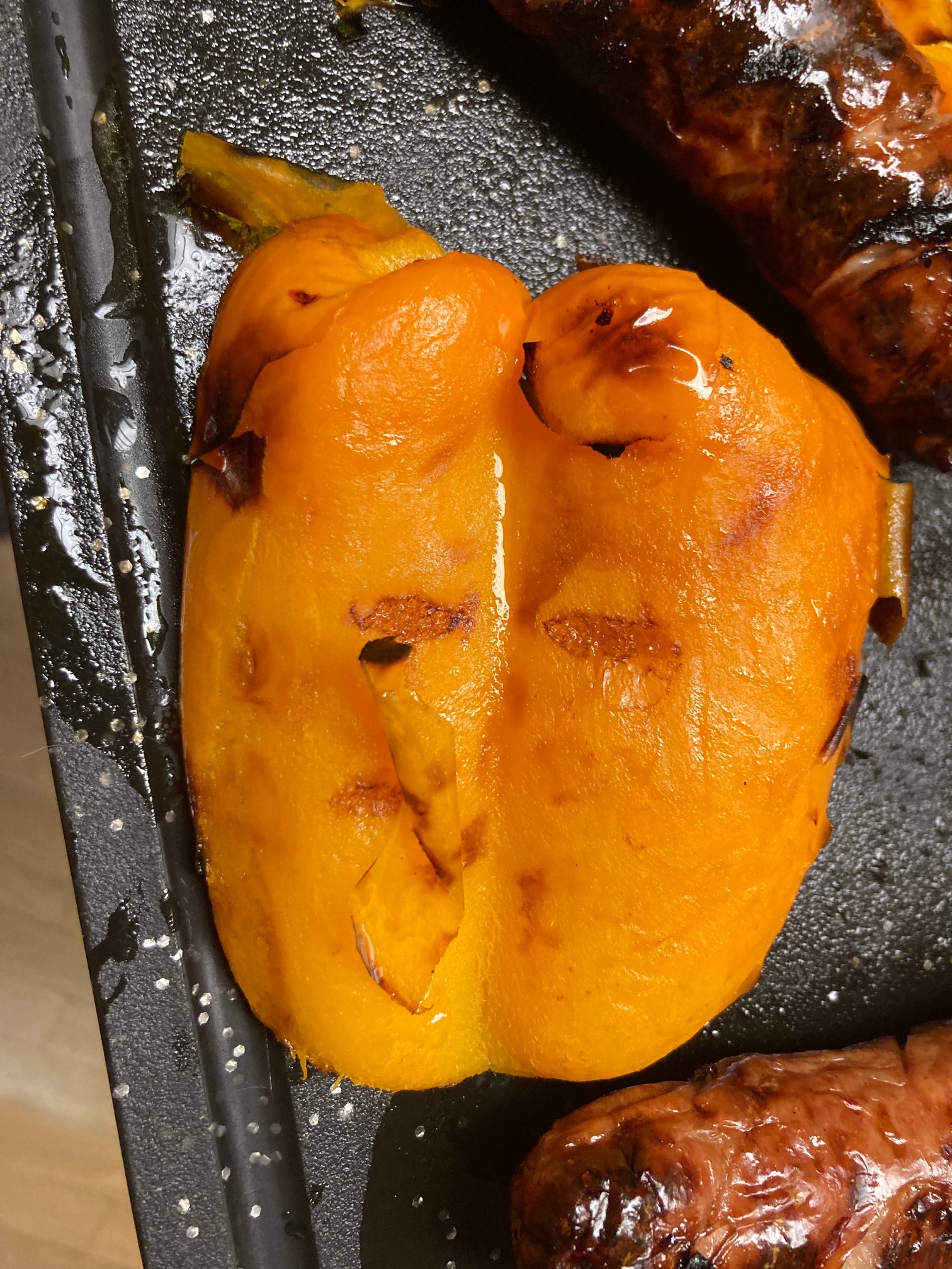 I think you’re supposed to peel roasted peppers, but I always feel like that’s wasting valuable char