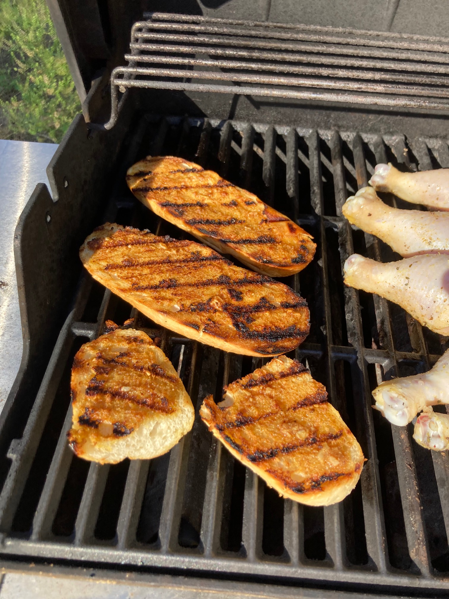 Garlic bread on grill