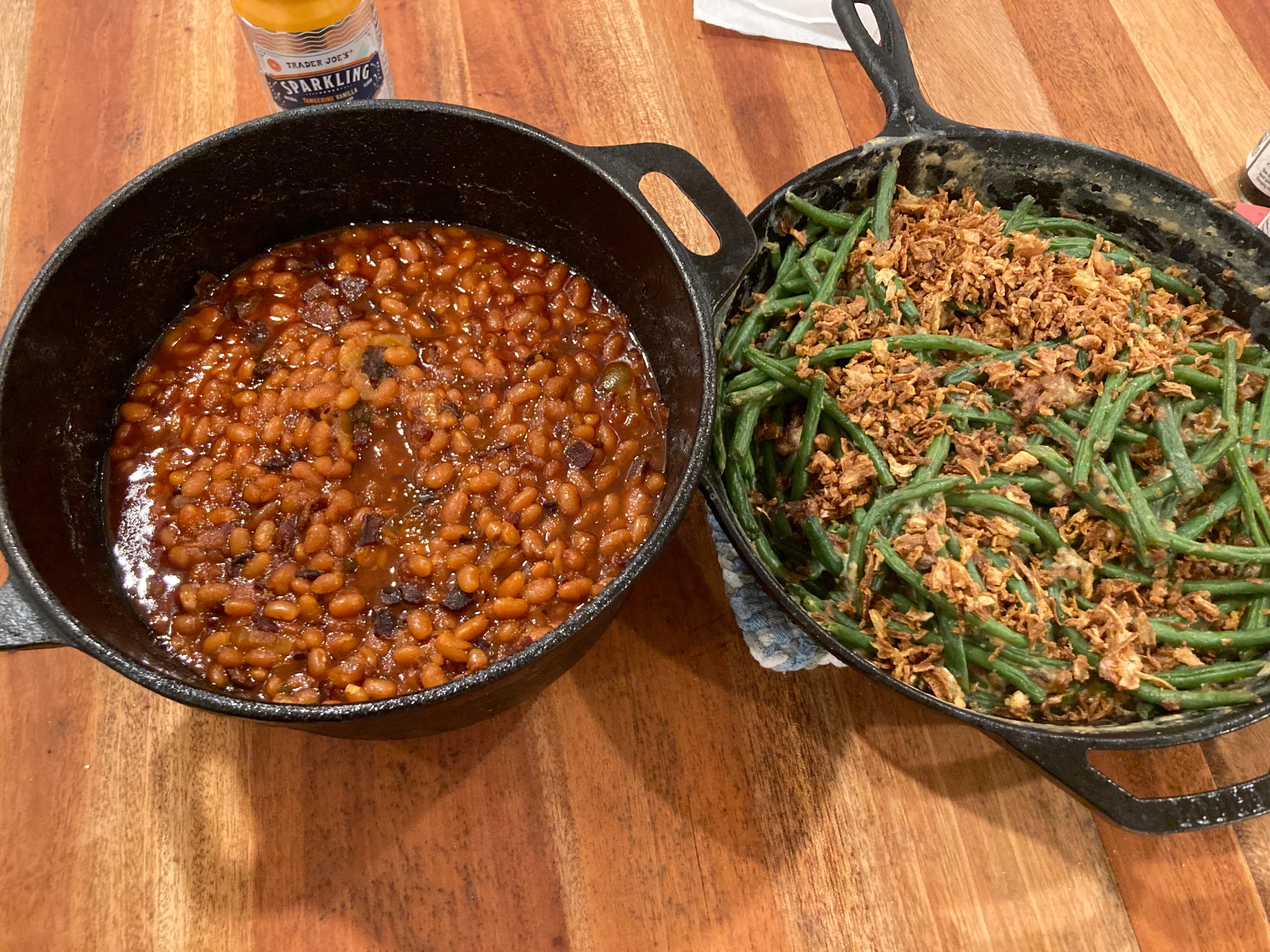 BBQ beans and green bean casserole