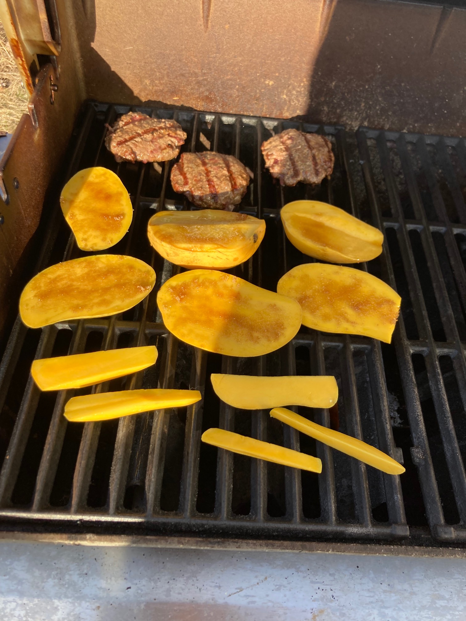 Mangoes on grill