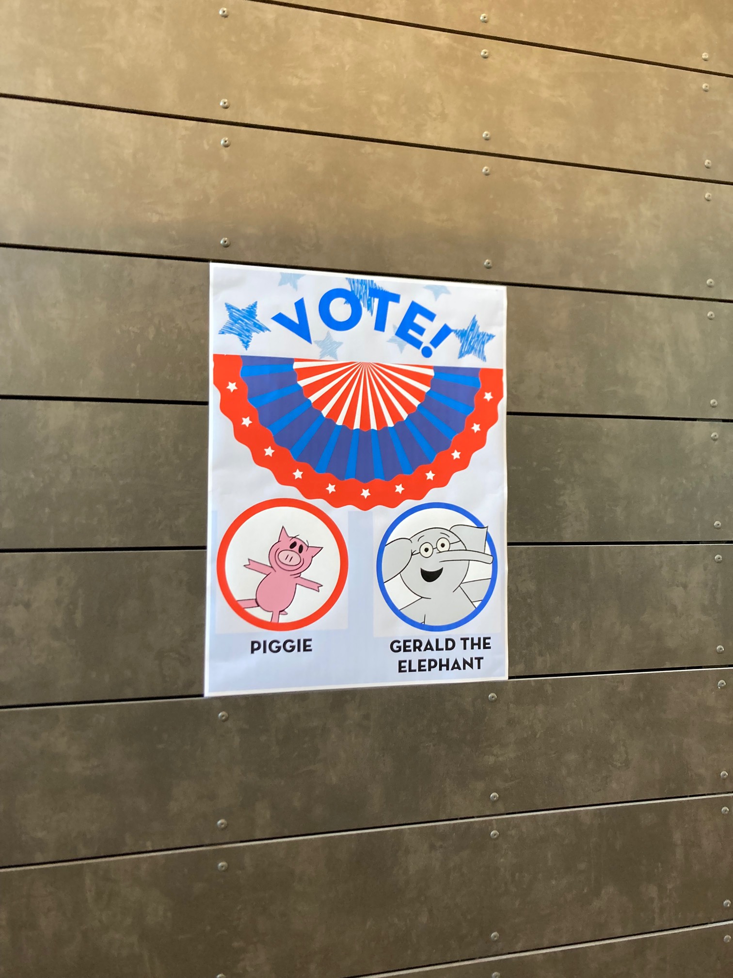 Vote poster with Elephant and Piggie