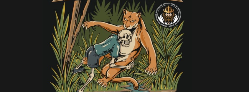 Skeleton taking down some sort of jungle cat