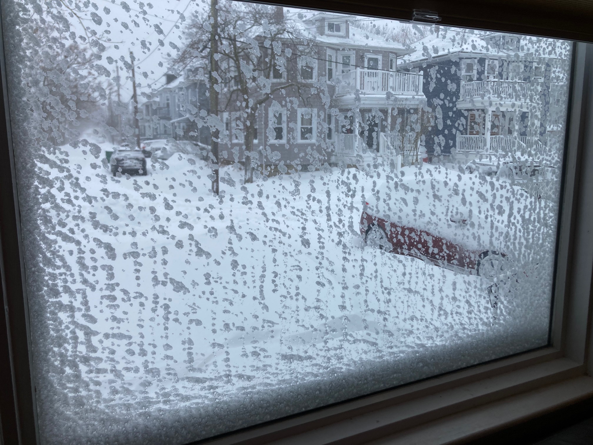 Window with ice stuck to it