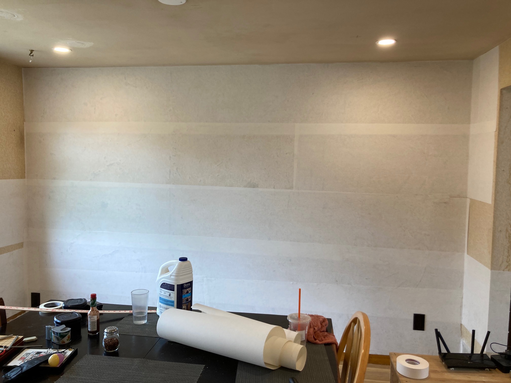 Wall fully covered with liner