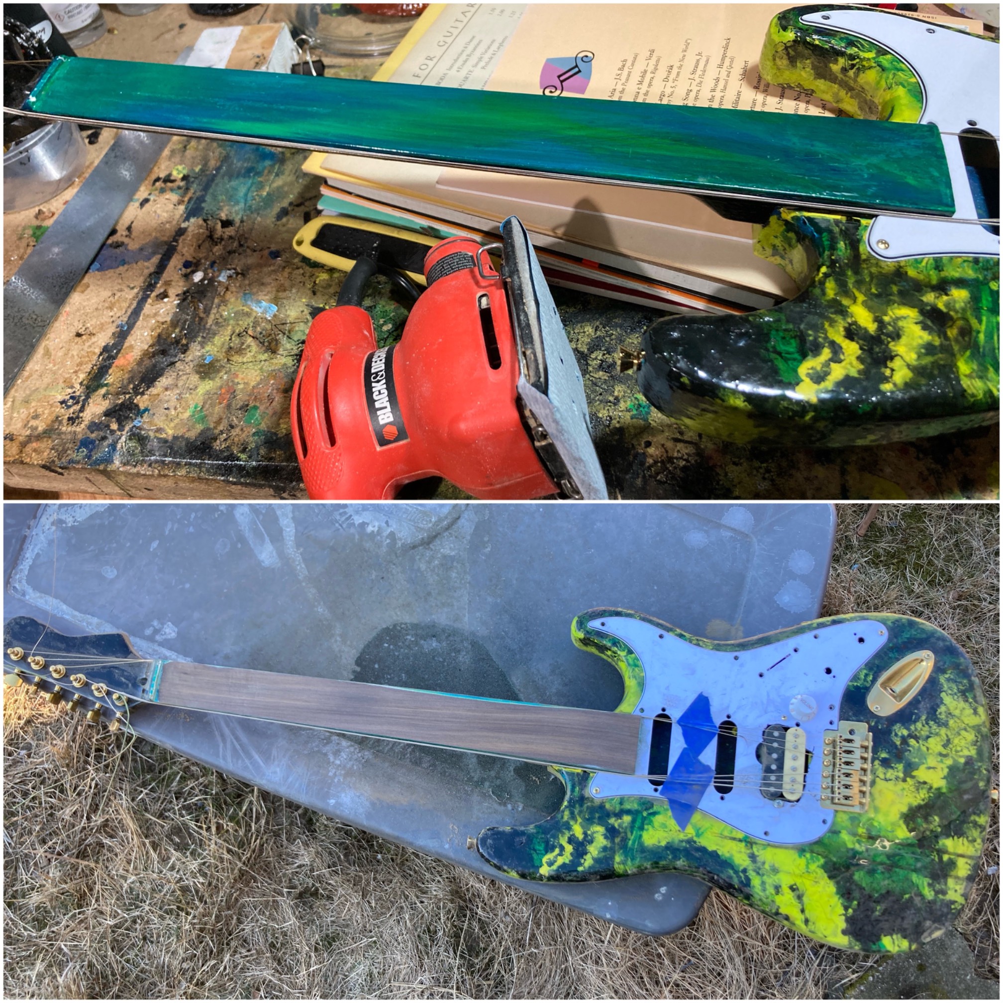 Goodbye, nice fingerboard paint job.
