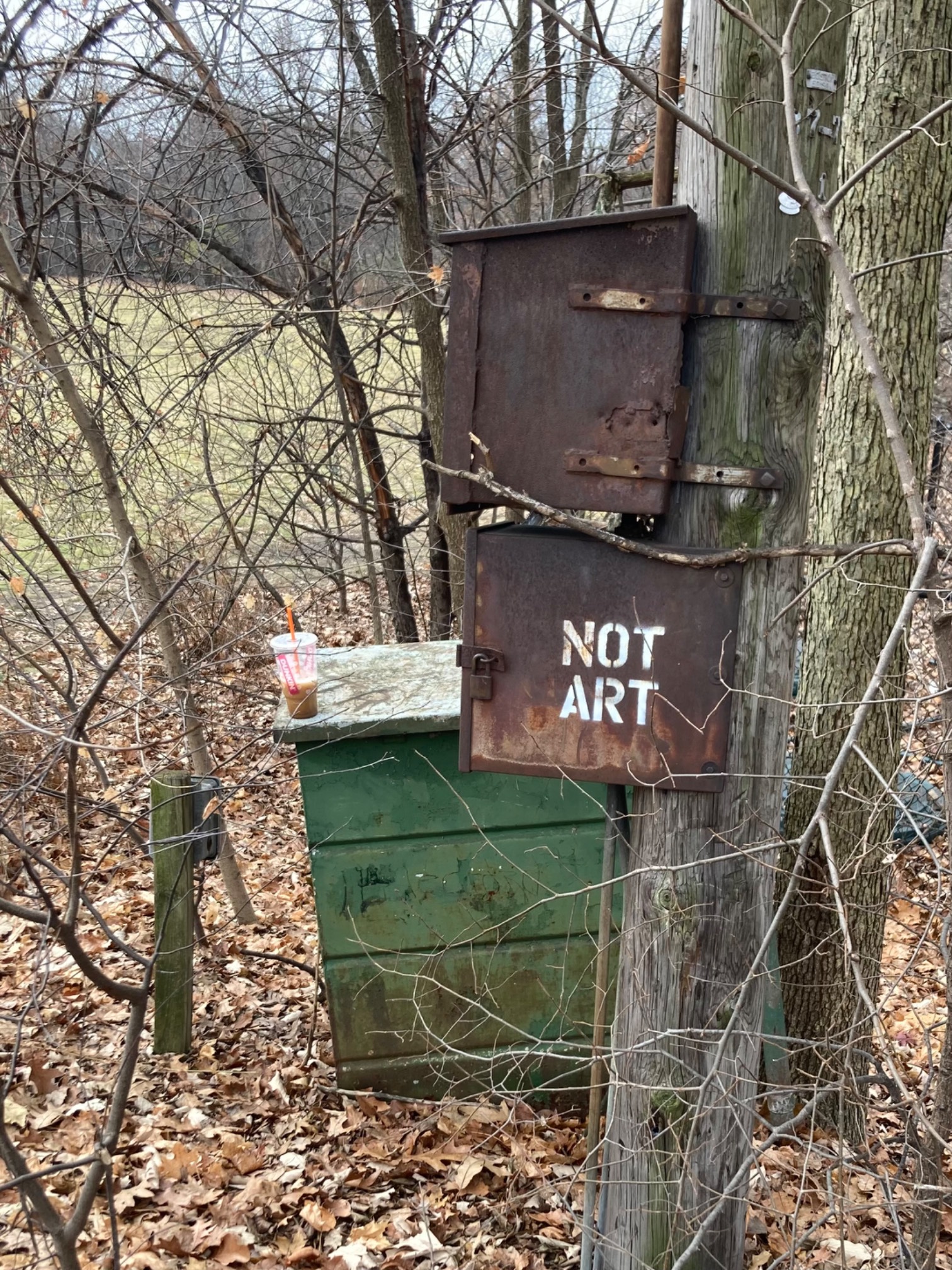 The abandoned iced coffee + NOT ART => art with extreme local vibes