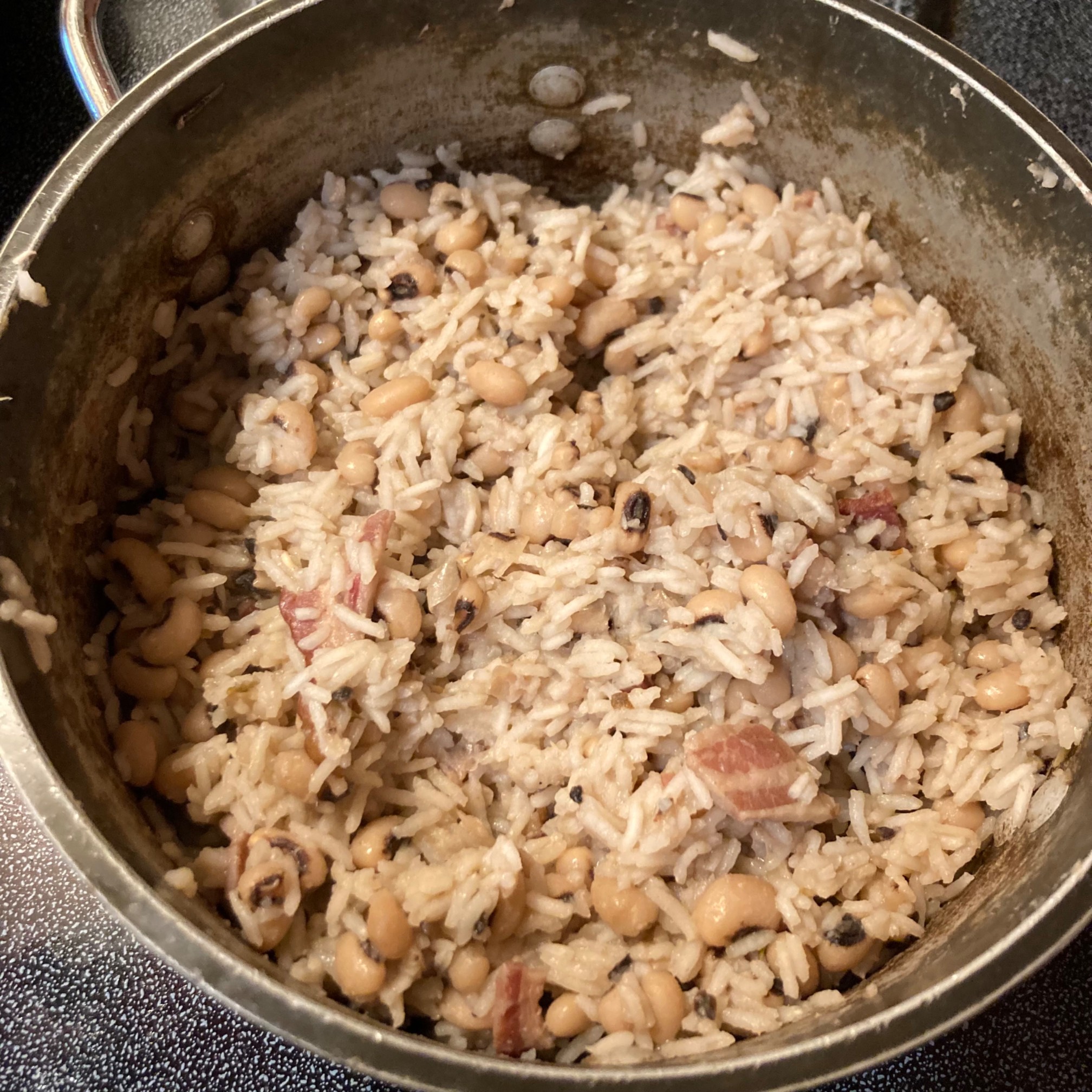 Pot with rice and beans