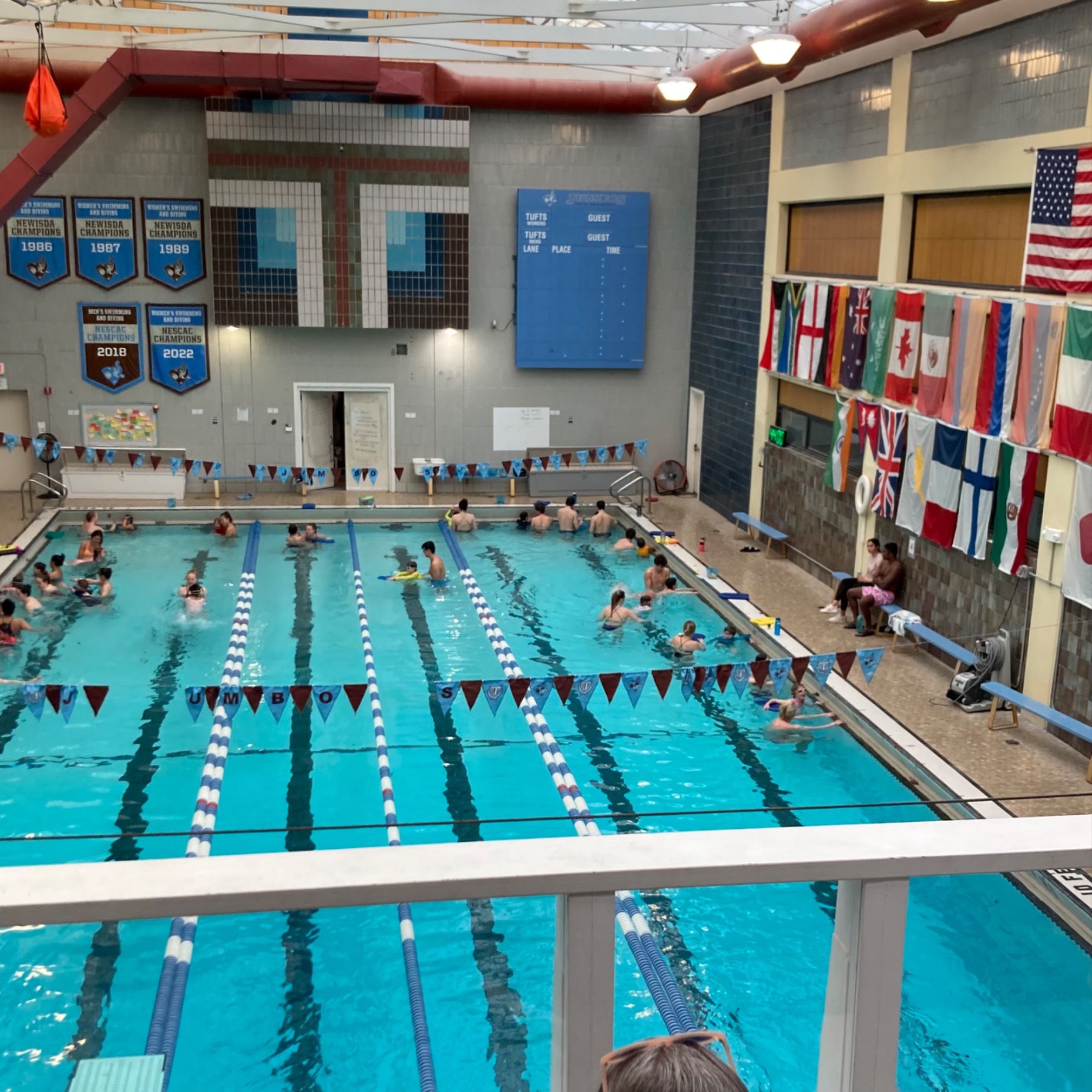 Swimming lessons at Tufts are one on one. One teacher for every kid. They don’t advertise this at al