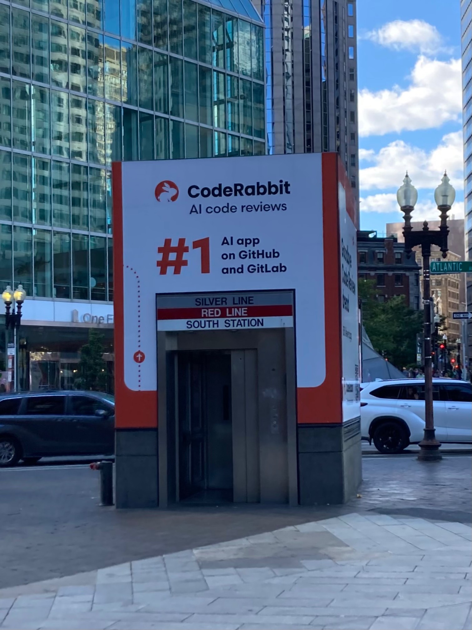 CodeRabbit ad on subway entrance