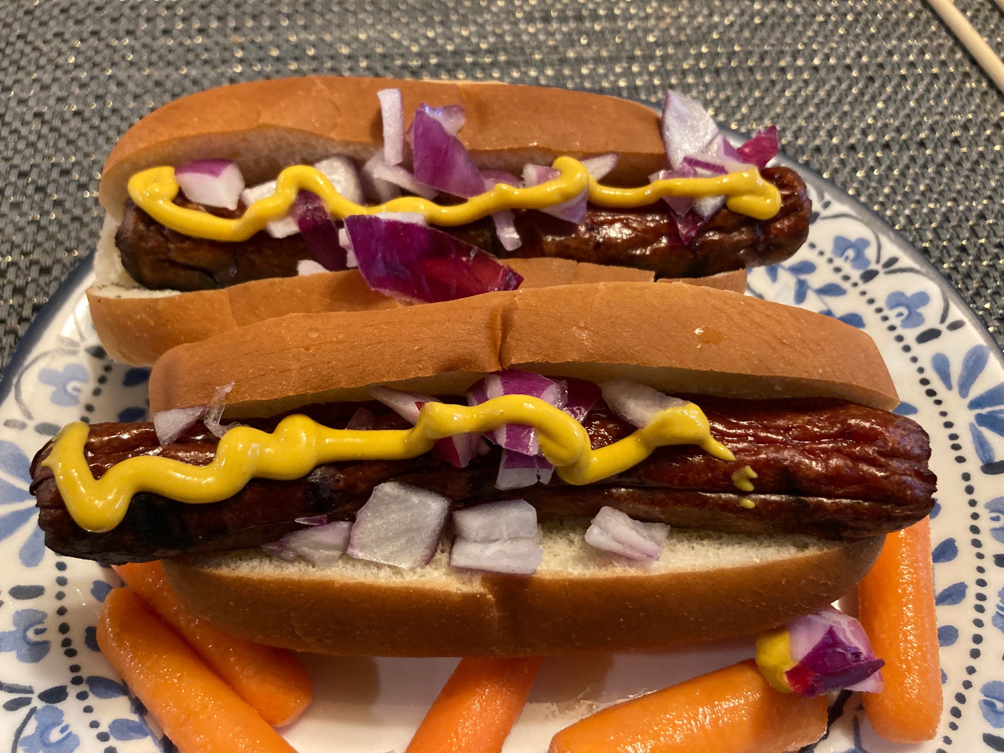Easing back into grilling by charring some hot dogs. 