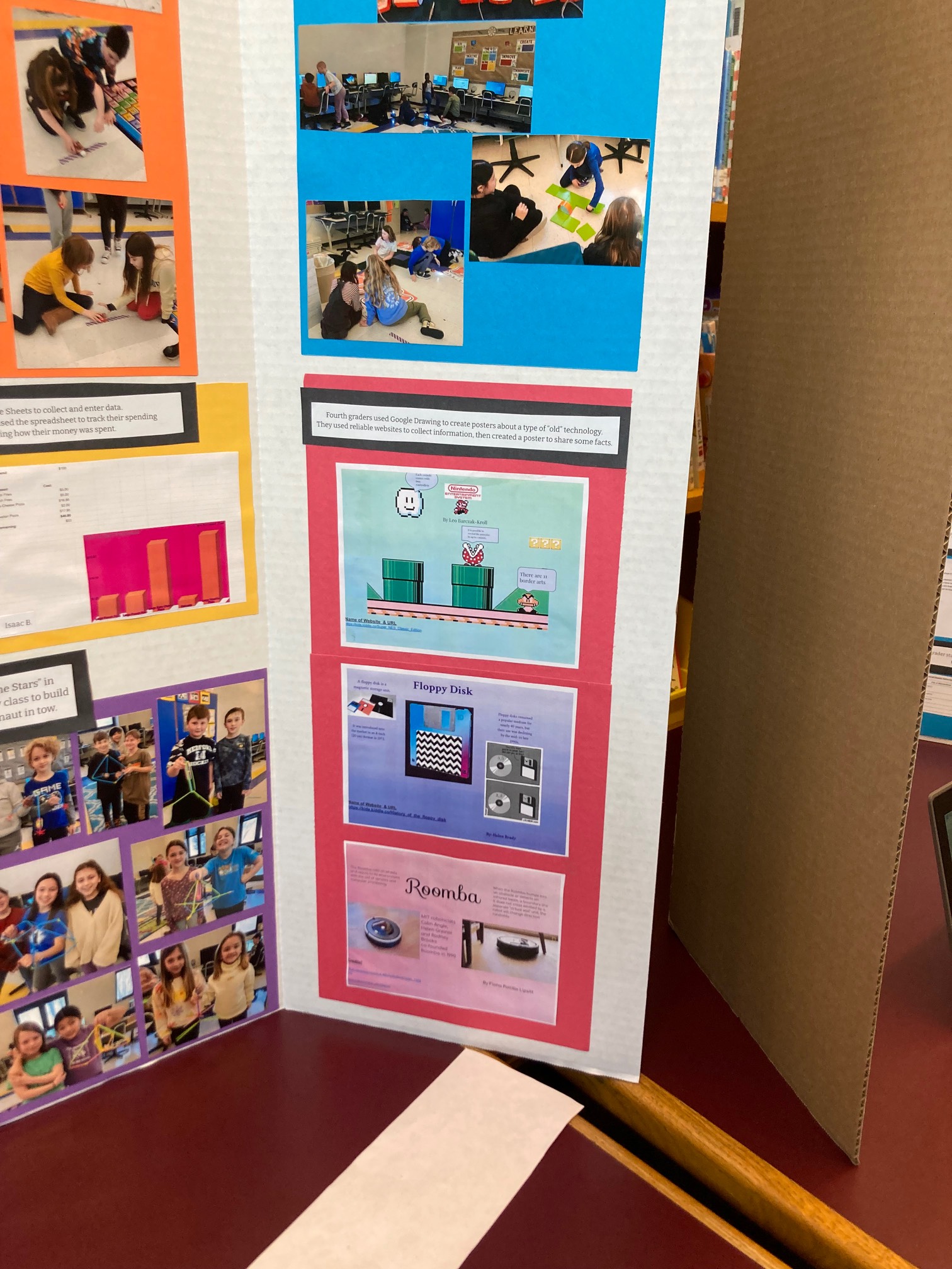 Old tech poster with the NES, floppy disks, and the Roomba