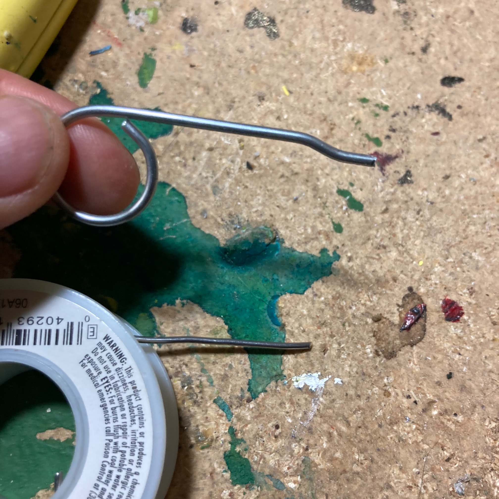 I was wondering why this piece of solder wasn’t melting. Answer: It’s not solder.