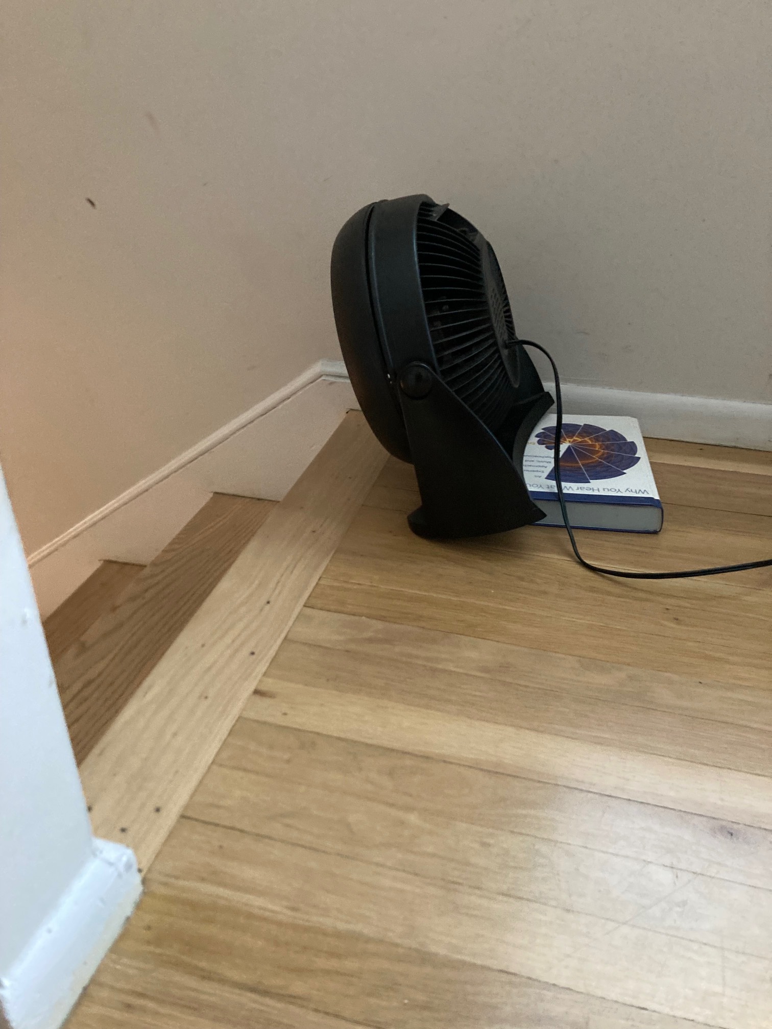 Fan pointed down the stairs