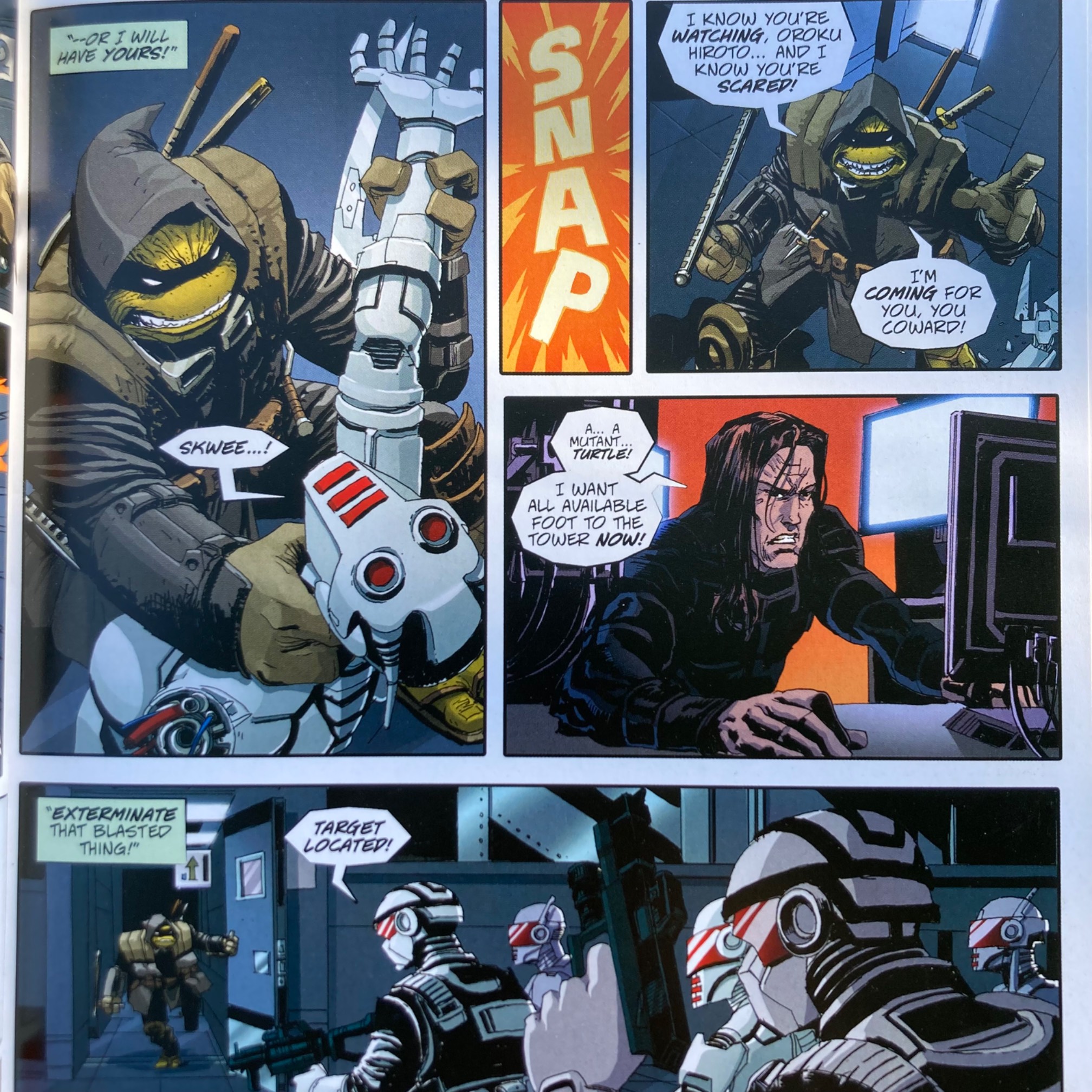 TMNT comics page drawn in a realistic style